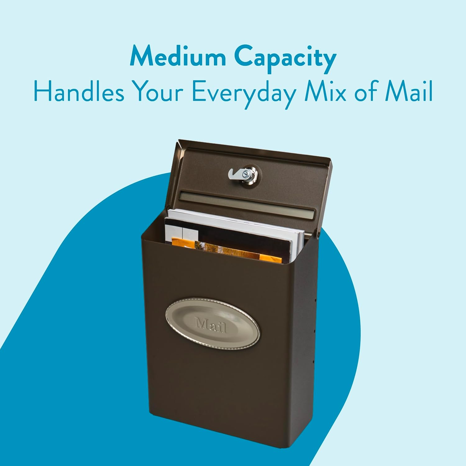 Architectural Mailboxes Designer Locking, Medium Capacity, Galvanized Steel, Wall-Mount Mailbox, Venetian Bronze/Satin Nickel