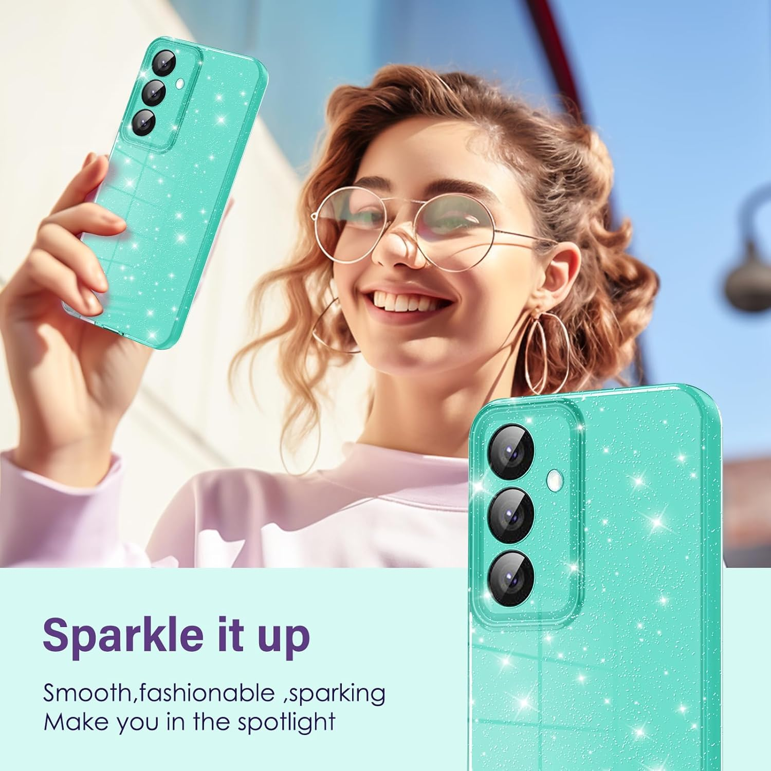 Eherui Mobile Phone Case for Samsung Galaxy S24/Samsung Galaxy S25 Glitter, Silicone TPU Anti-Fingerprint Case, Shockproof Protective Case, Thin Soft Protective Case for Samsung S24/S25 5G, Light - Light Green image number 2