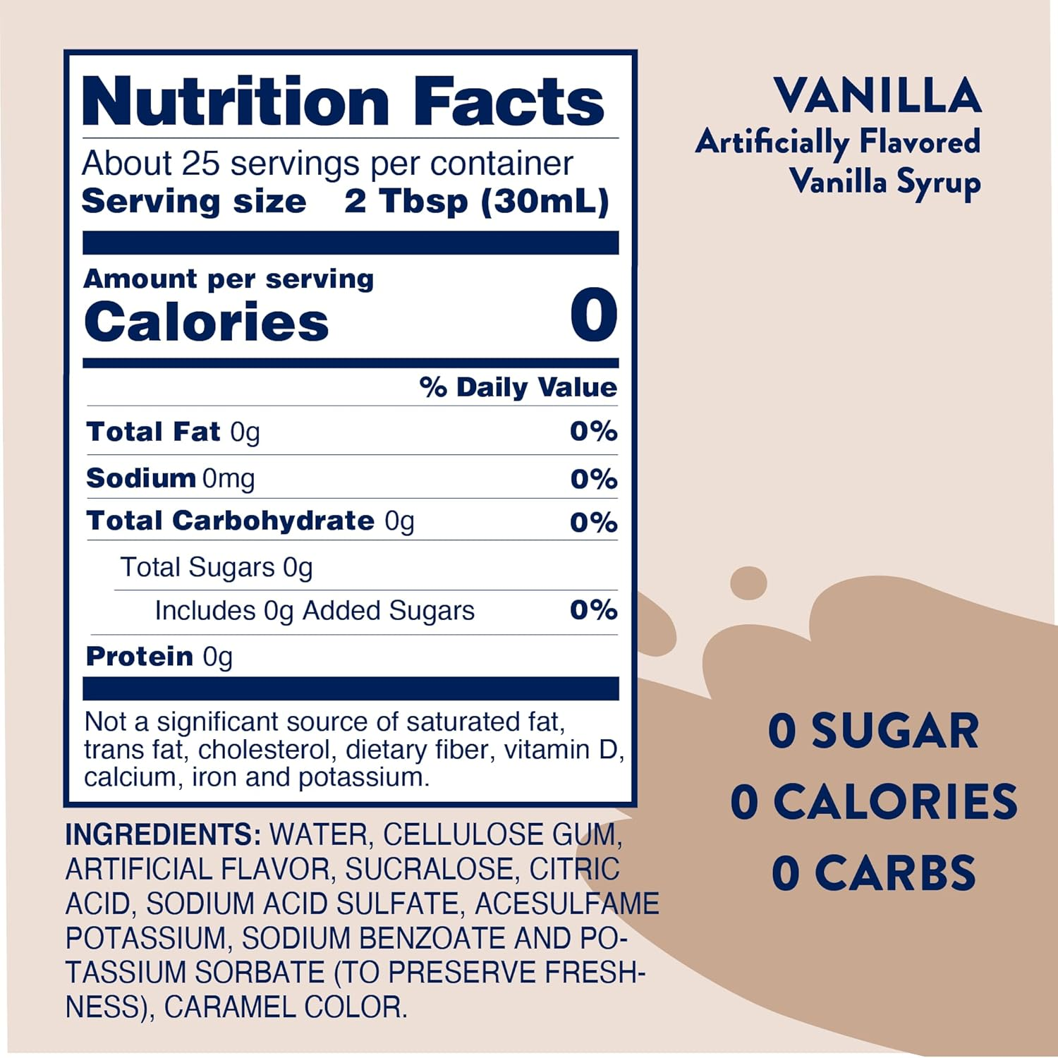 Jordan'S Skinny Syrups Sugar Free Coffee Syrup, Vanilla Flavor Drink Mix, Zero Calorie Flavoring for Chai Latte, Protein Shake, Food, Gluten Free, Keto Friendly, 25.4 Fl Oz, 1 Pack image number 4