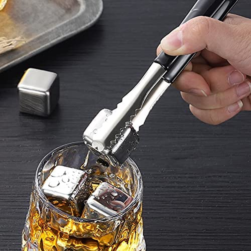 Ice Tongs Kitchen Tongs with Silicone Tips 7.87Inch Stainless Steel BBQ Cooking Grilling Locking Food Tongs Black image number 5