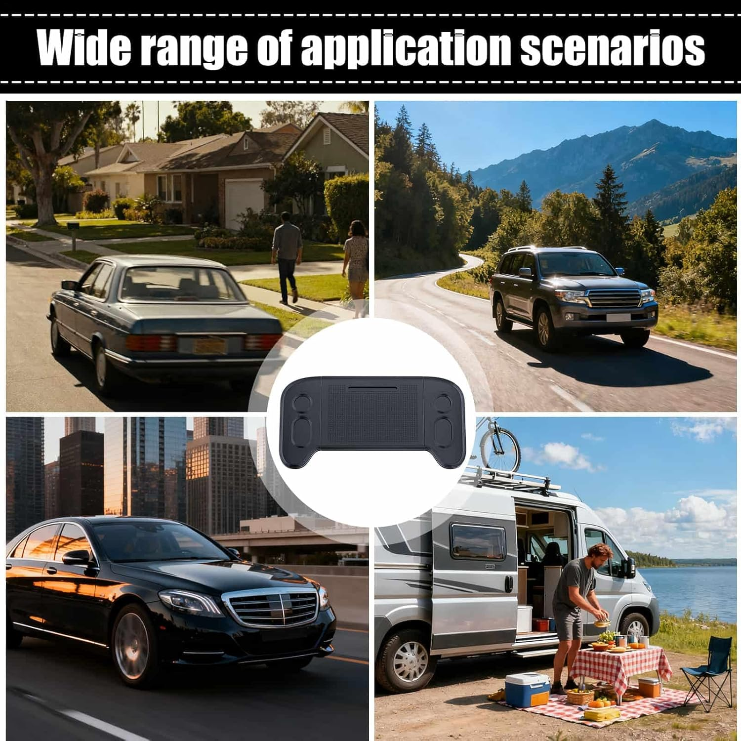 Car Tray,Foldable Car Table Tray | Food Desk Work Stand | for Camping Meeting Work Eating Travel Truck Van Snack Cup Computer Laptop Road Trip image number 4