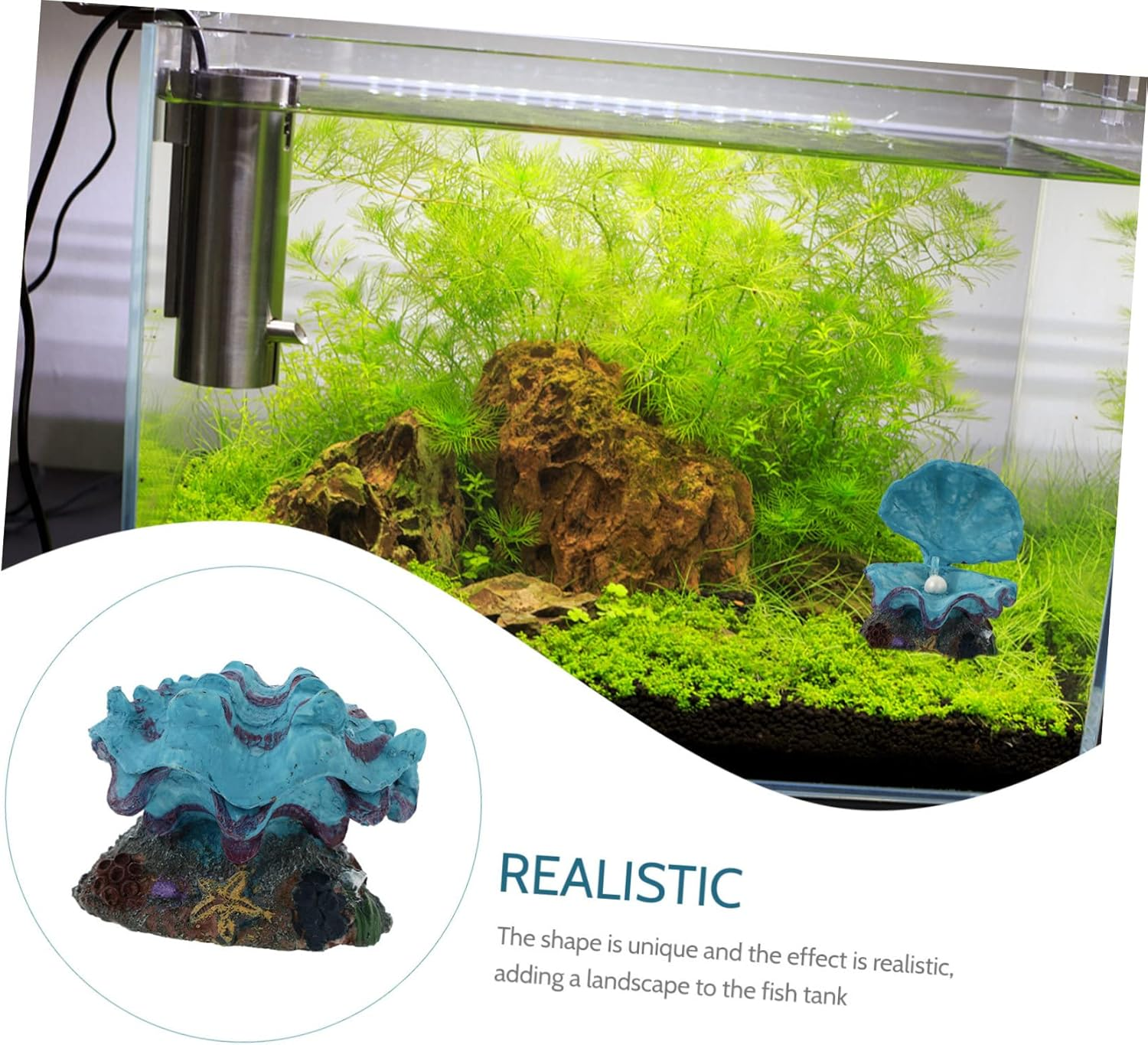 Aquarium Ornament Air Stone Shell Accessory for Fish Tank Decor Oxygen Bubbler Decoration Non-Fading Underwater Landscape for Aquatic Environments image number 4