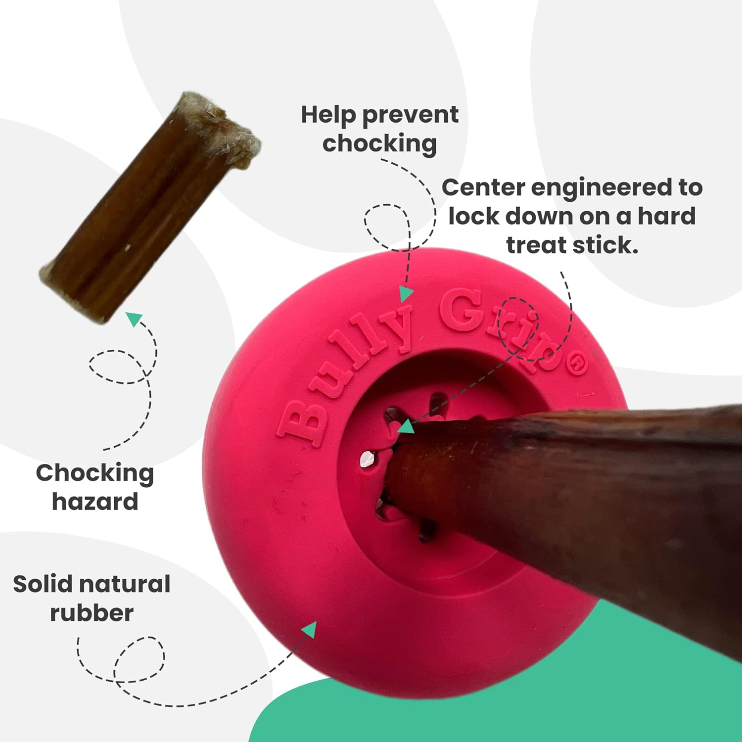 Bully Stick Holder - Size Small Interactive Dog Toy, Slow Feeder, Treat Dispenser, Chew Toy and Dog Safety Device image number 3