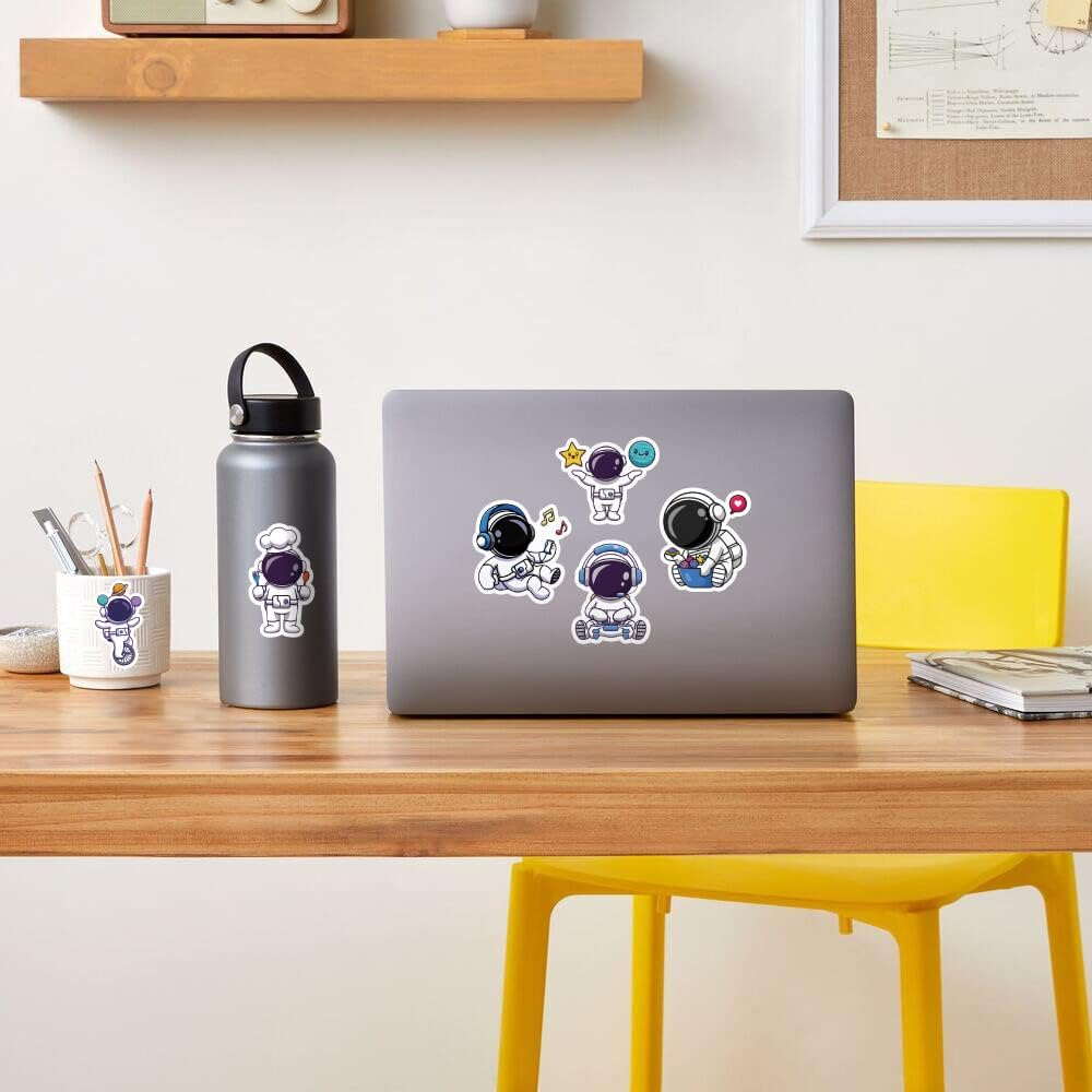 NASA Space Astronaut Sticker, 60 PCS Cool Astronaut Vinyl Sticker for Water Bottle Laptop Helmet Skateboard Scrapbook Bumper Bicycle, Gifts for Kids Teens Adults DIY Decorations image number 3