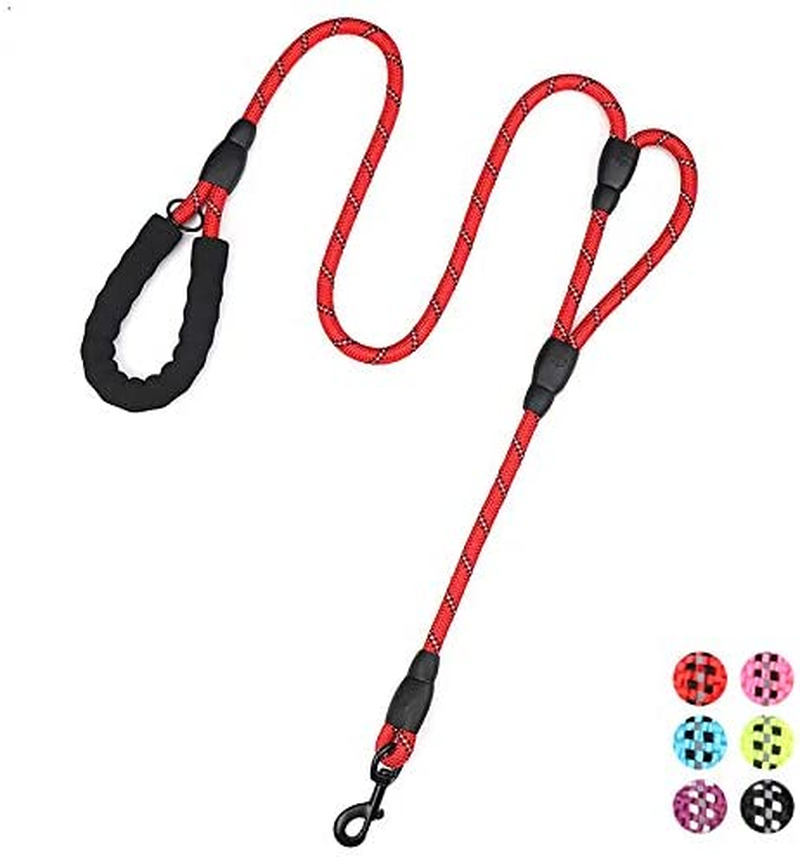 Plutue Pet Rope Dog Leash 6Ft Long,Traffic Padded Two Handle,Heavy Duty,Reflective Double Handles Lead for Control Safety Training,Leashes for Large Dogs or Medium Dogs,Dual Handles Leads(Red) image number 5