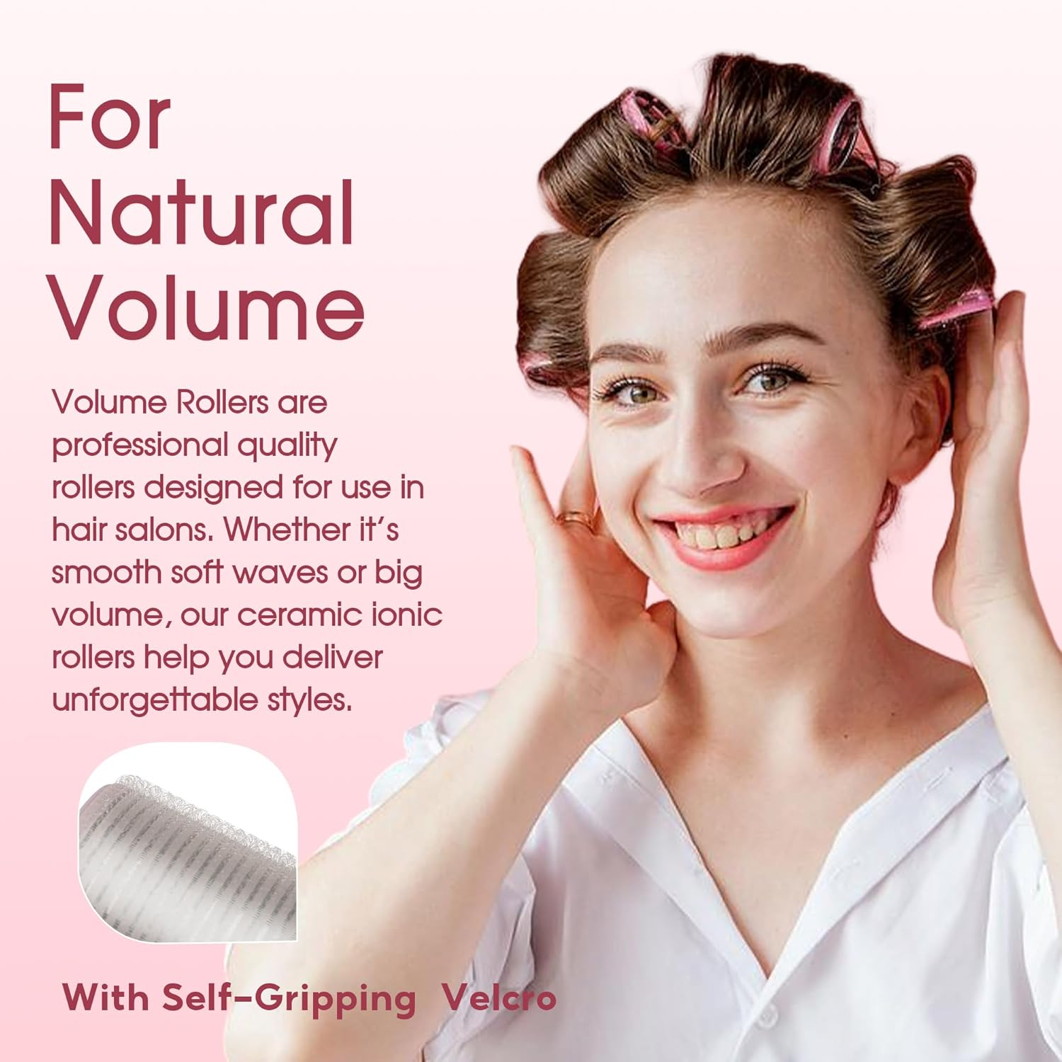 HYOUJIN 18Pc Self-Grip Ceramic Ionic Thermal Hair Rollers,Hair Rollers for Salon Quality Hair Blowout Look for Long or Short Hair,Roller Set Perfect for Sleeping In(White)(60Mm,48Mm,36Mm) - Black image number 6