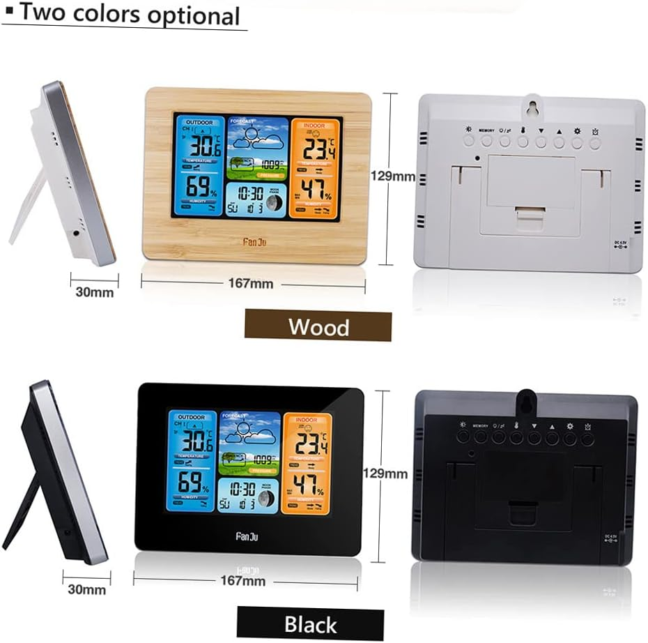 Domary FJ3373 Multifunction Digital Weather Station LCD Alarm Clock Indoor Outdoor Weather Forecast Barometer Thermometer Hygrometer with Wireless Outdoor Sensor USB Power Cord image number 5