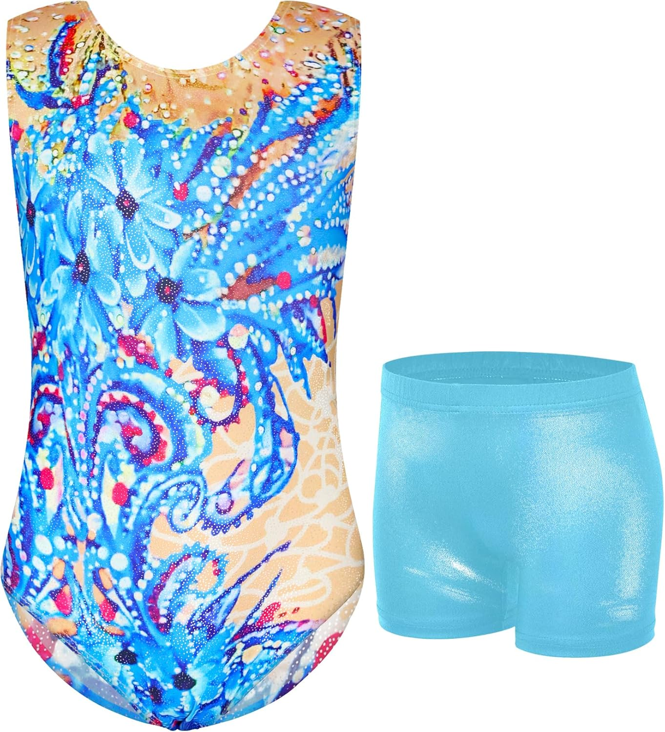 Jinhiteam Girls Gymnastics Leotards Size 2-9 Years Old Multicolor Sleeveless Little Kids Bodysuits Tumbling Outfit