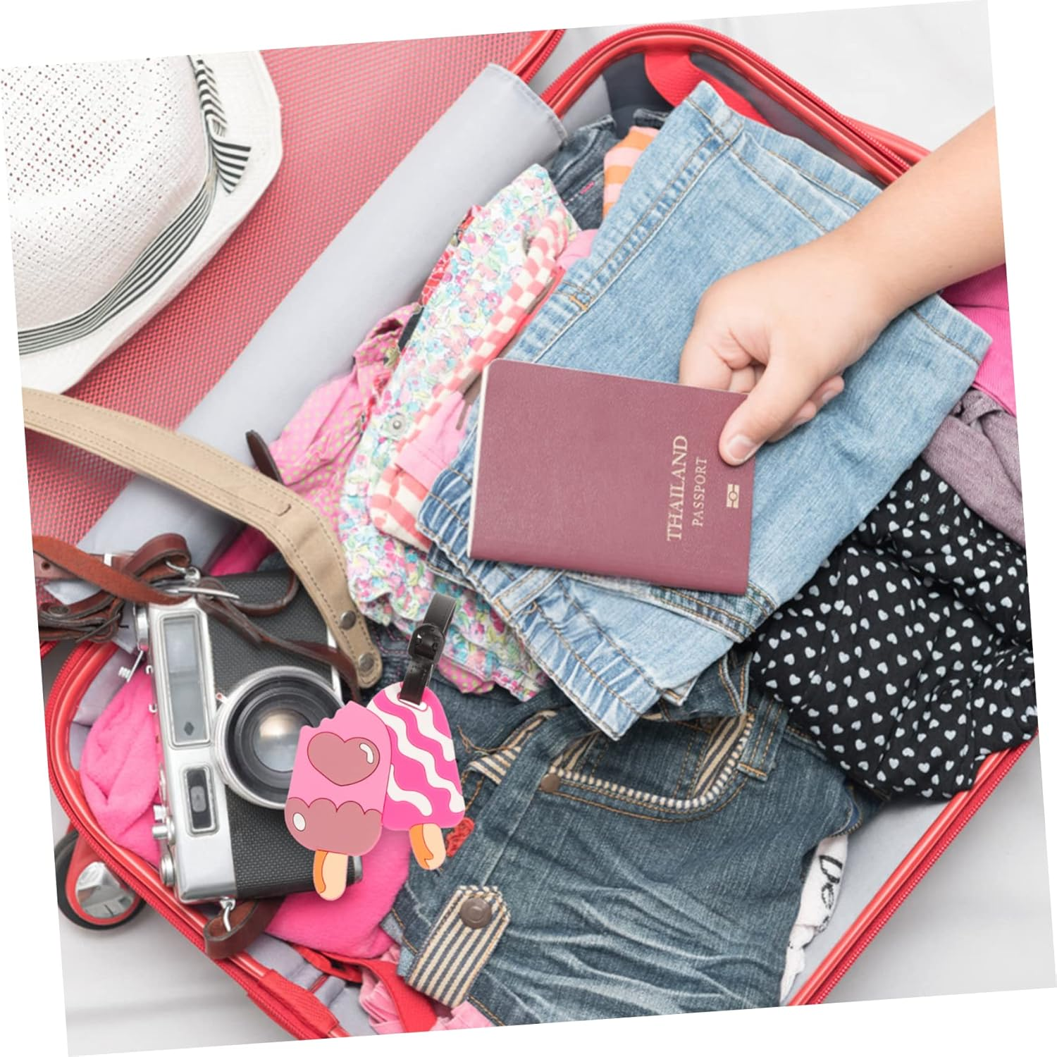 VALICLUD 10Pcs Cute Cartoon Luggage Tags Set Flamingo Ice Cream Soft PVC Travel Tags for Suitcases for Boys and Girls Adults Fun Identification Labels for Airport Travel image number 4