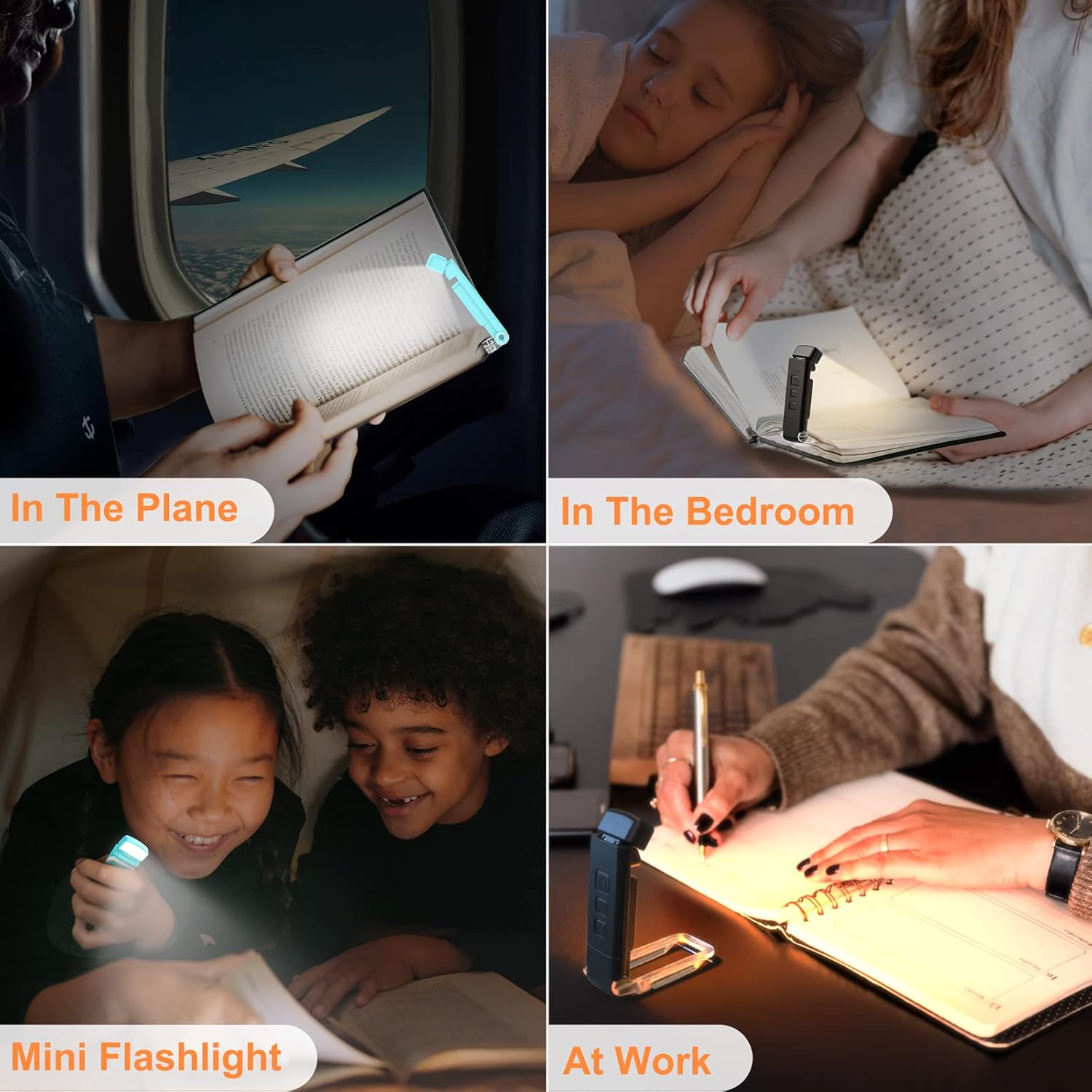 LUOLED 2-Pack Reading Light with 6 Bookmark, Rechargeable, Portable, Clamp Base, 30/60 Minutes Timer, 3 Color Modes & 5 Brightness Adjustments, Eye Care, Blue, Plastic image number 2