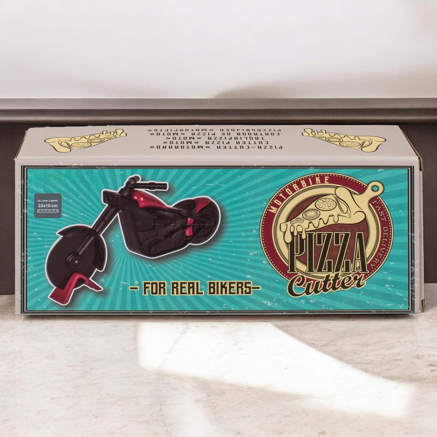 MIJOMA Pizza Cutter Motorcycle - Trendy Pizza Scooter in Motorcycle Design, Stainless Steel Wheel, Pizza Cutter with Stand, Pizza Wheel Approx. 22 X 10 Cm image number 2