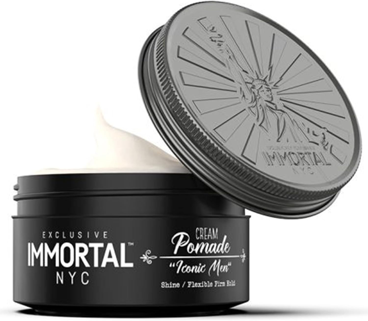 Immortal NYC Iconic Men Cream Pomade - Flex Medium/Stong Hold - Low Shine All Natural Water-Based Hair Cream Pomade for Men - No Residue, All Hair Types image number 6