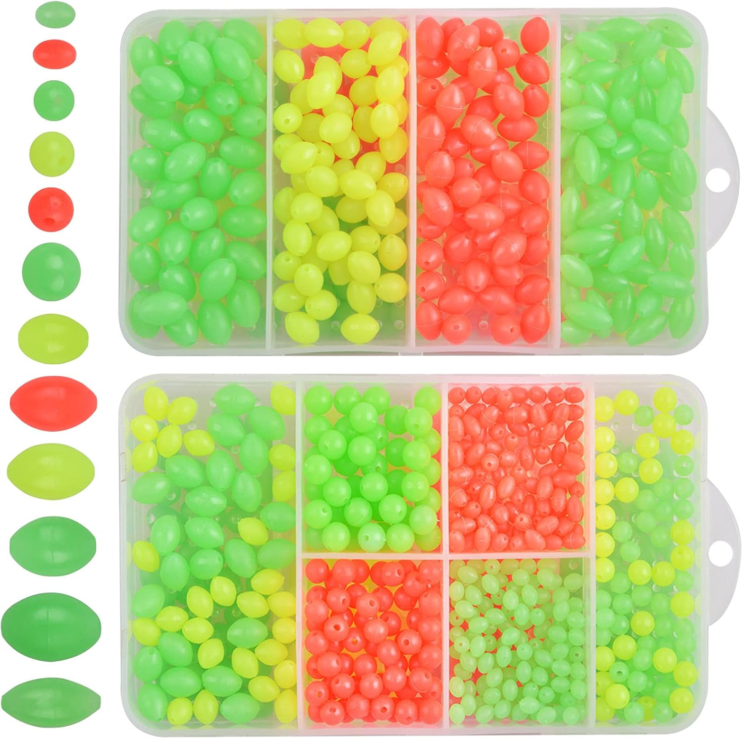 JSHANMEI Fishing Bead 1000Pcs/Box Soft Plastic Luminous Oval Shaped Beads round Beads Fishing Lures Fishing Bead Fishing Tackle Tools Eggs for Rig