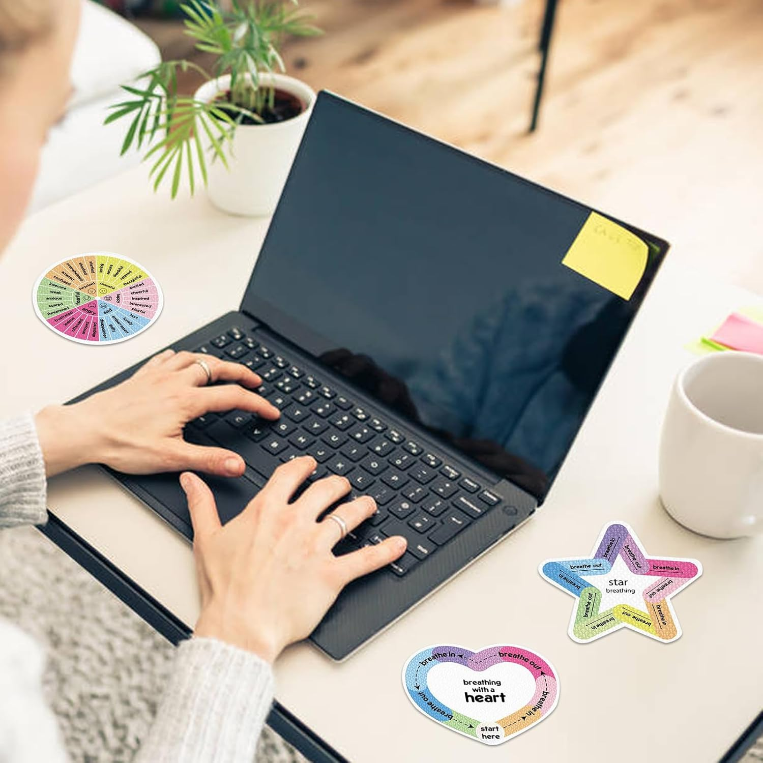 Sensory Stickers - Sensory Adhesives - Creative Rainbow Waterproof Rough Textured Calming Stickers for Phone Water Bottle Desk School Zalhin