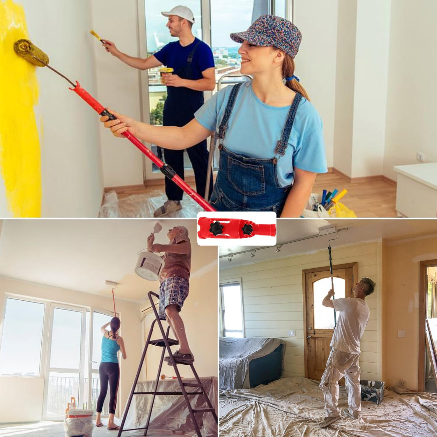 Taicols Multi-Angle Paint Brush Extender, Paint Edger Tool for High Ceilings, Extension Pole Attachment, Corner Painting Tool for Walls, Corners, Edge,Paint Roller Holder,Paint Brush Extender Holder image number 2