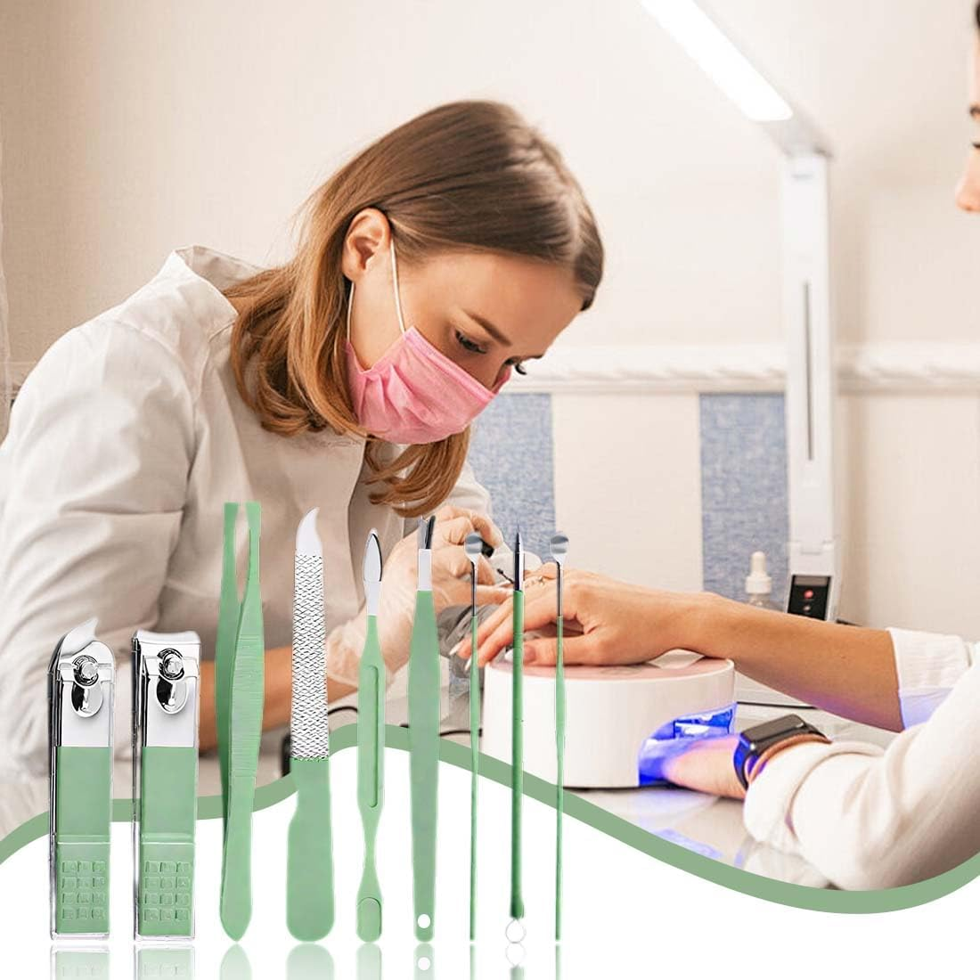 MUNZE Manicure Set 9-Piece - Professional Nail Set and Pedicure Set for Men and Women, Nail Case - Green, Pocket Size, Portable, Ideal for Travel, Home Use image number 4