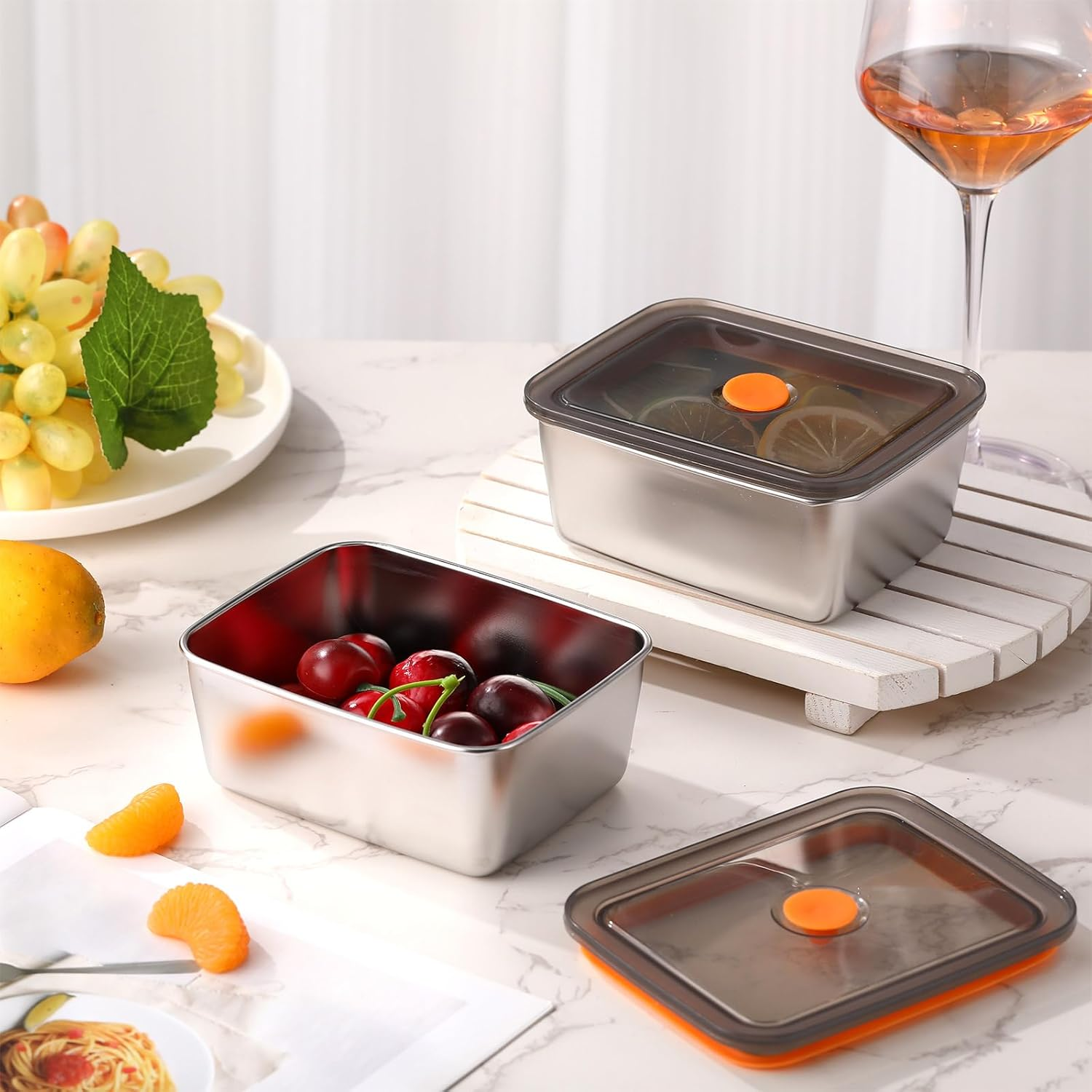 10 Set Stainless Steel Food Containers with Lids 20 Oz Metal Marinating Snack Containers Box for Lunch, Leftovers, Dishwasher & Freezer Safe