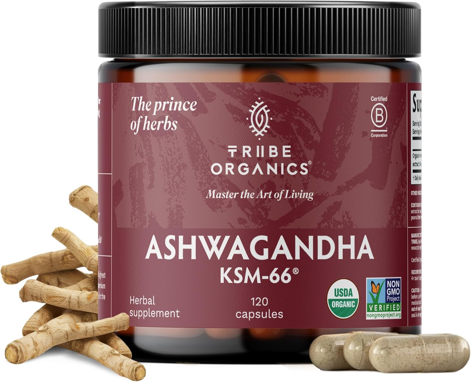 KSM-66 Organic Ashwagandha Capsules, Pure Root Powder Extract - 120 Vegetarian Vcaps - Highest Potency 5% Withanolides - Stress & Anxiety Relief, Cortisol Manager, Adrenal Support, Thyroid Support image number 2