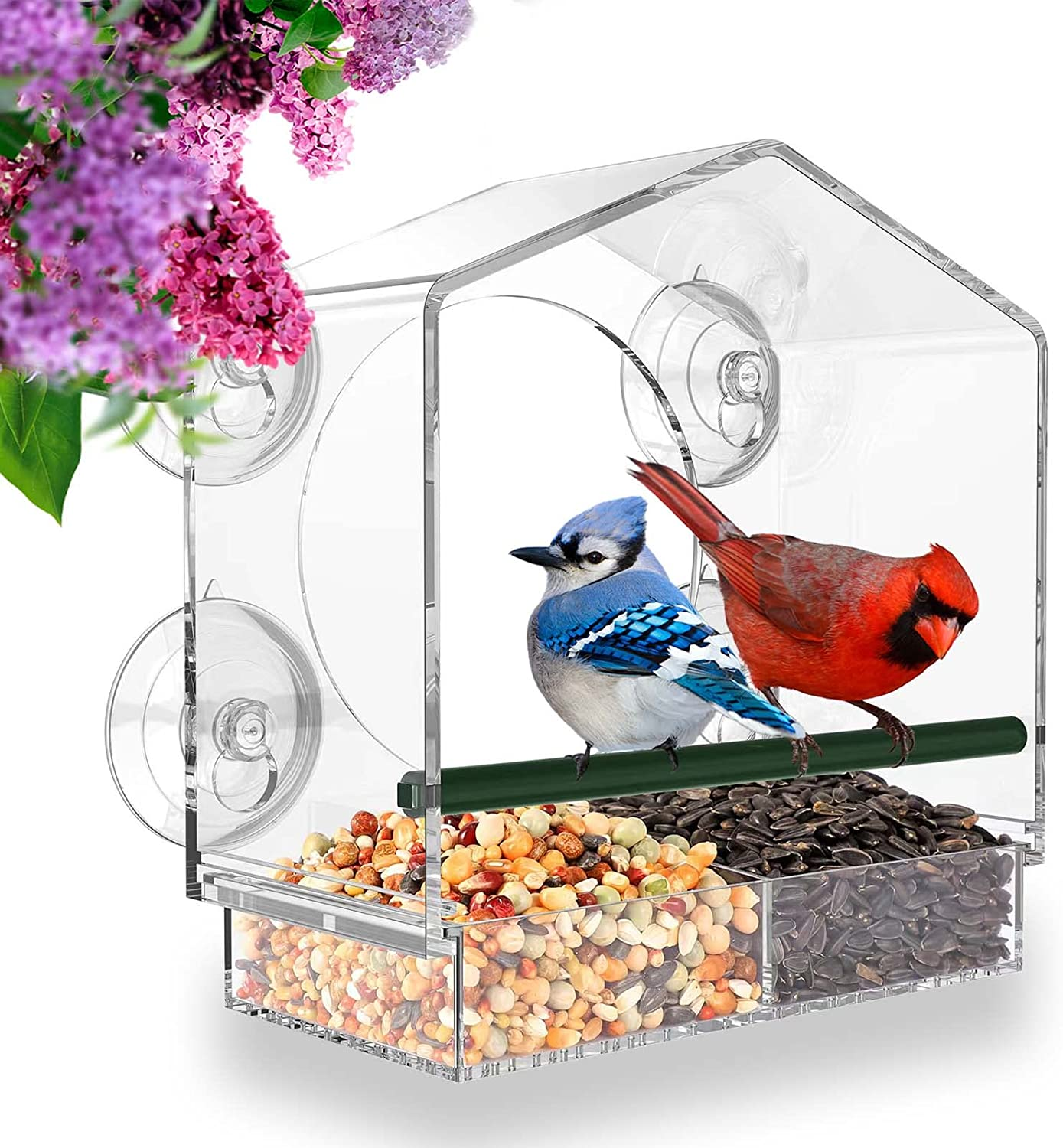 Mrcrafts Window Bird Feeder for outside with Strong Suction Cups, Fits for Cardinals, Finches, Chickadees Etc.&hellip; image number 2