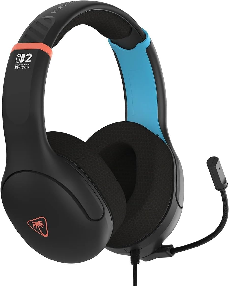 Turtle Beach Airlite Fit 2 Wired Gaming Headset &ndash; Officially Licensed for Nintendo Switch 2, Nintendo Switch, Durable, Lightweight, Charcoal Blue/Red image number 2