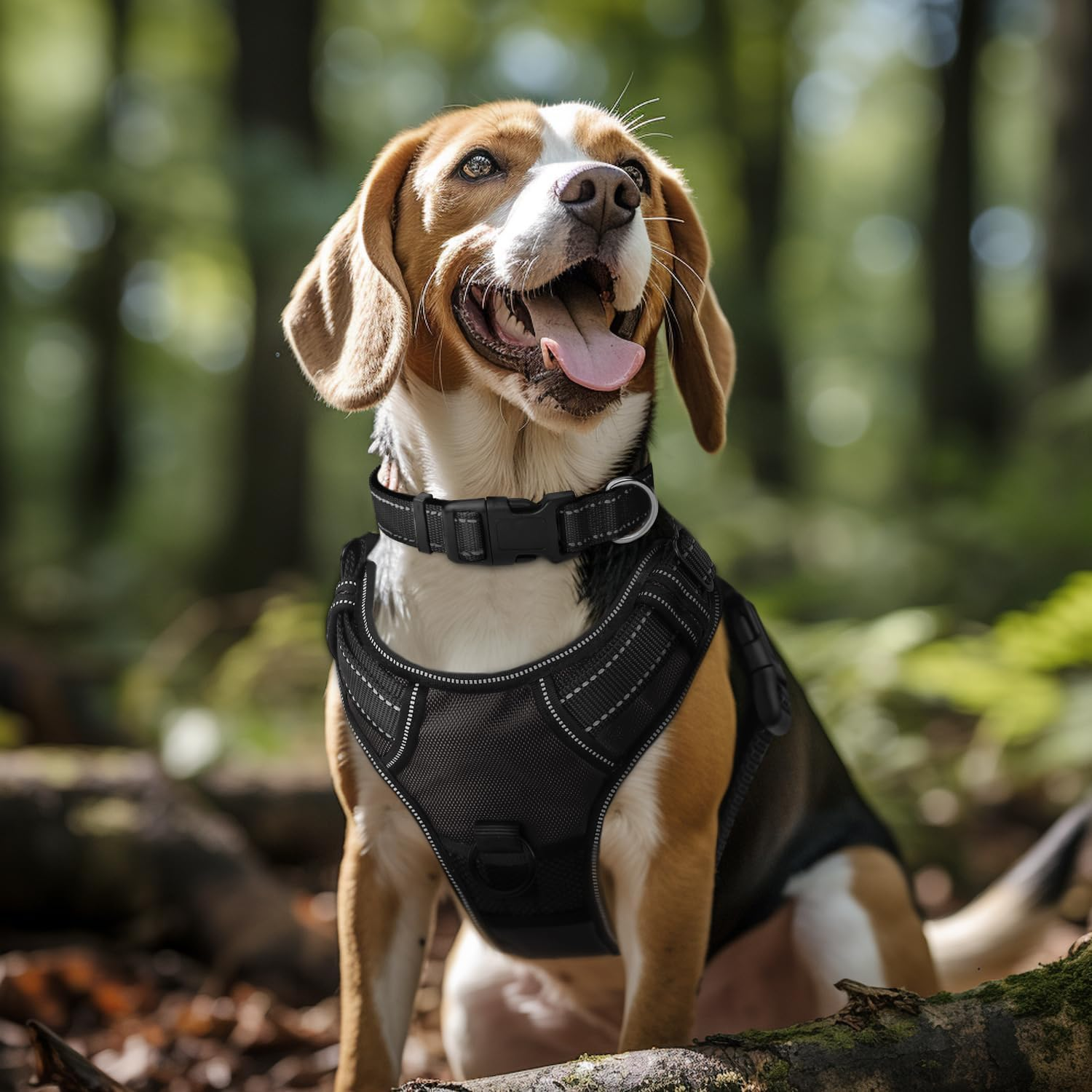 Reflective Dog Collar,Soft Neoprene Padded Breathable Nylon Pet Collar Adjustable for Small Dogs,Black (Medium (Pack of 1)) image number 5