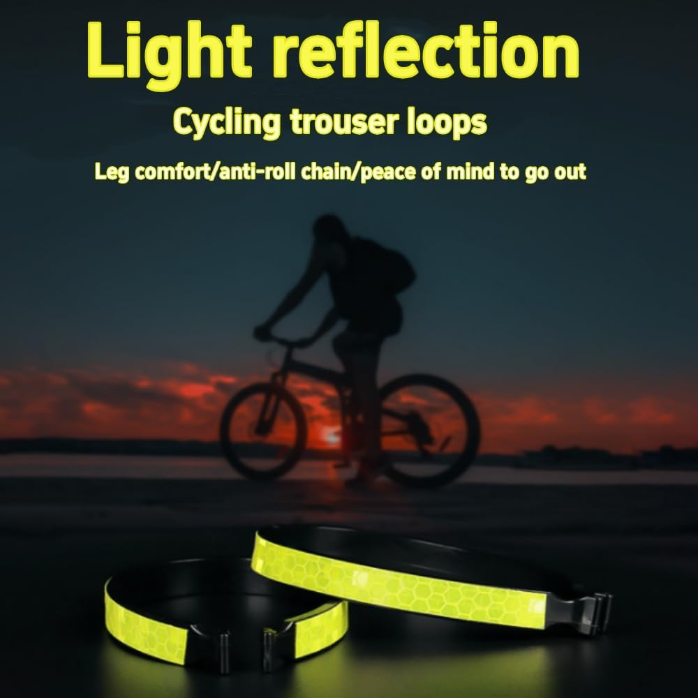FUNNTY 2 Pcs High Visibility Reflective Bike Trouser Pant Clips with Powerful Reflective Bands Lightweight Safety Strips Fluorescent Color Cycling Clamps Night for Outdoor Cycling Jogging Walking image number 3