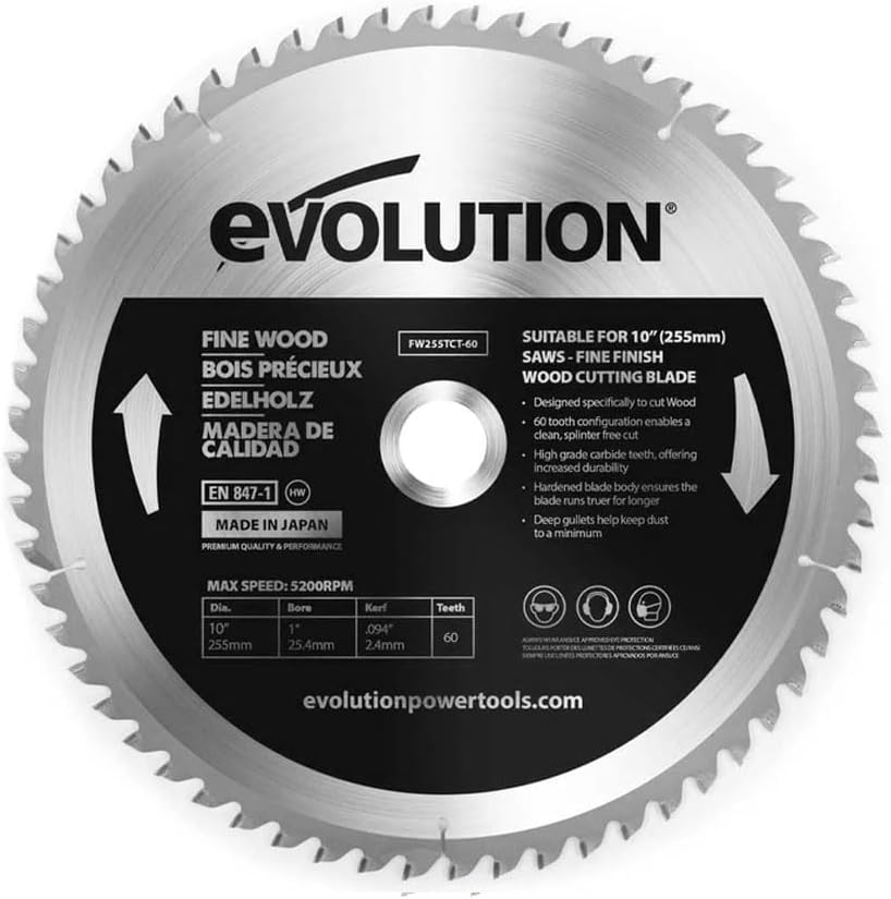 Evolution Power Tools 66TBLADE Blade for Cutting Mild Steel, for Circular and Chop Saws, Carbide-Tipped TCT Blade for Cold Metal Cutting, 66 Teeth, 355 Mm