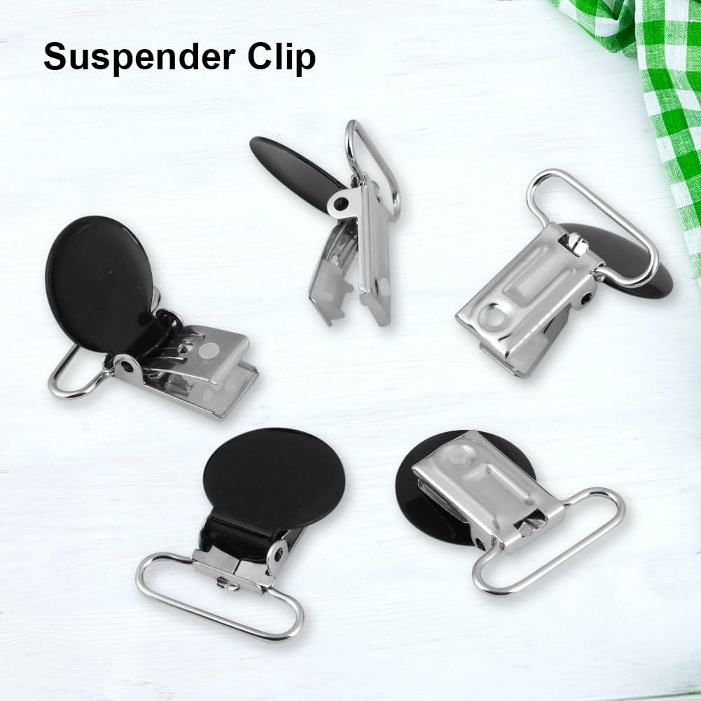 10Pcs round Suspender Braces with Metal Clip, DIY Making Supplies for Clothes Replacement (Black) image number 6