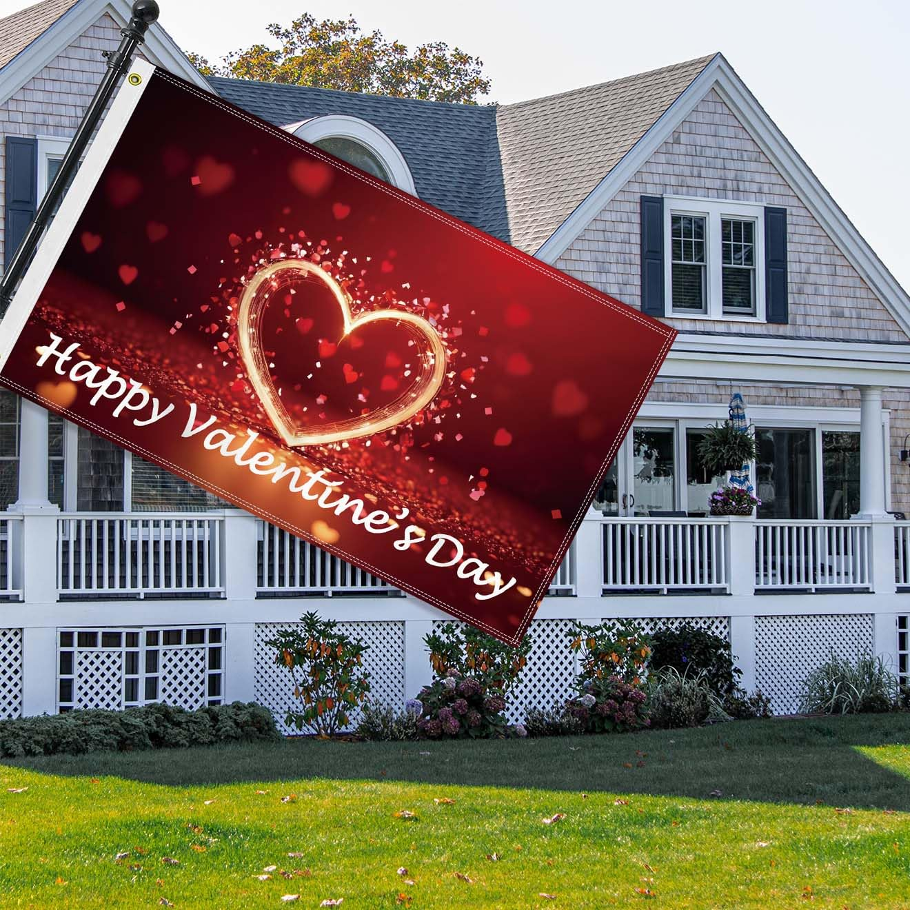 Large 3&times;5 FT Valentine'S Spark Heart Flag, Big Happy Love Lover Valentines Day100D National Outdoor Banner,Decorgarden with Brass Gromment image number 3