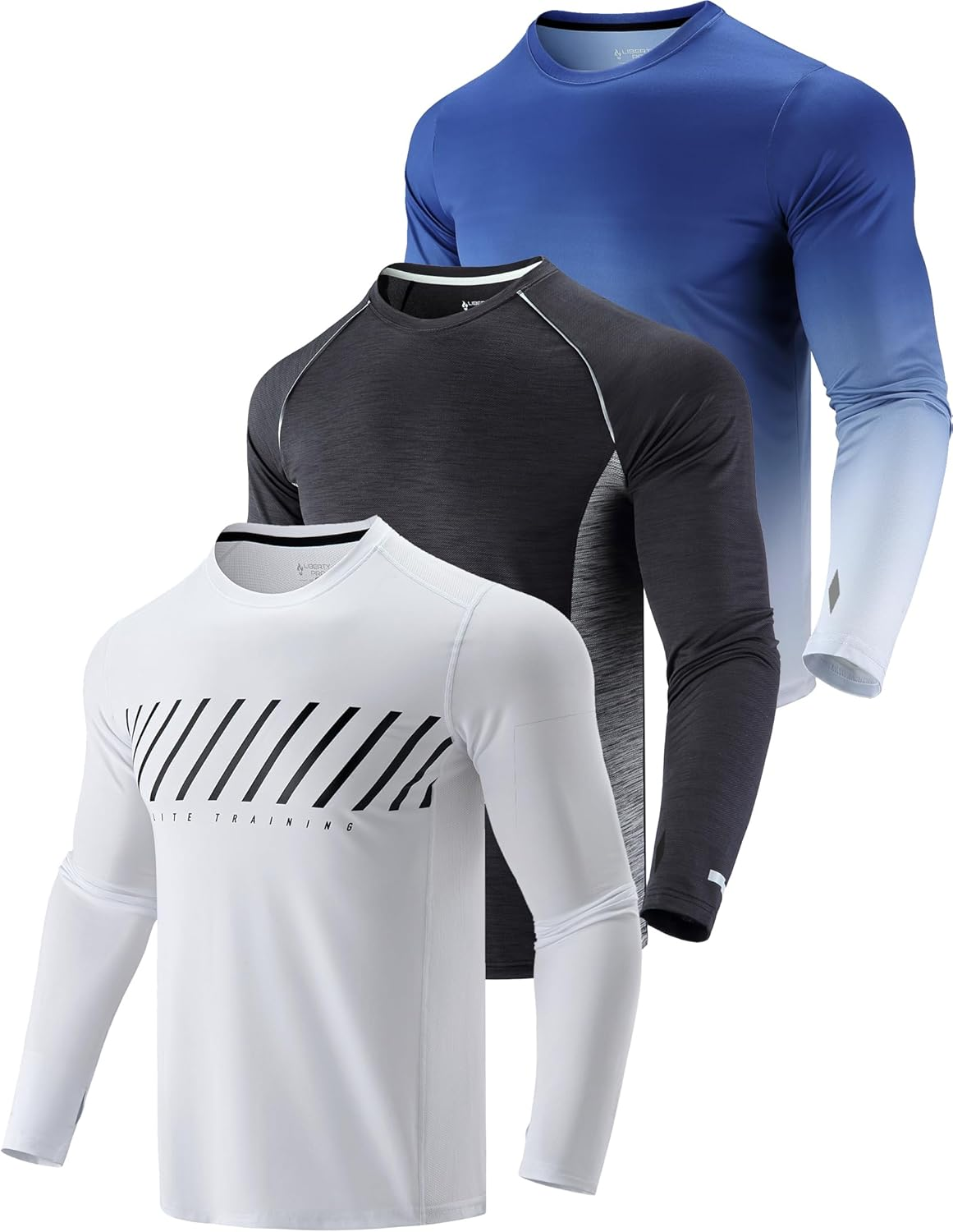Liberty Imports 3 Pack: Men'S Long Sleeve T Shirts, Dry Fit UV Sun Protection Outdoor Hiking Athletic Active Tops with Thumb Holes image number 2