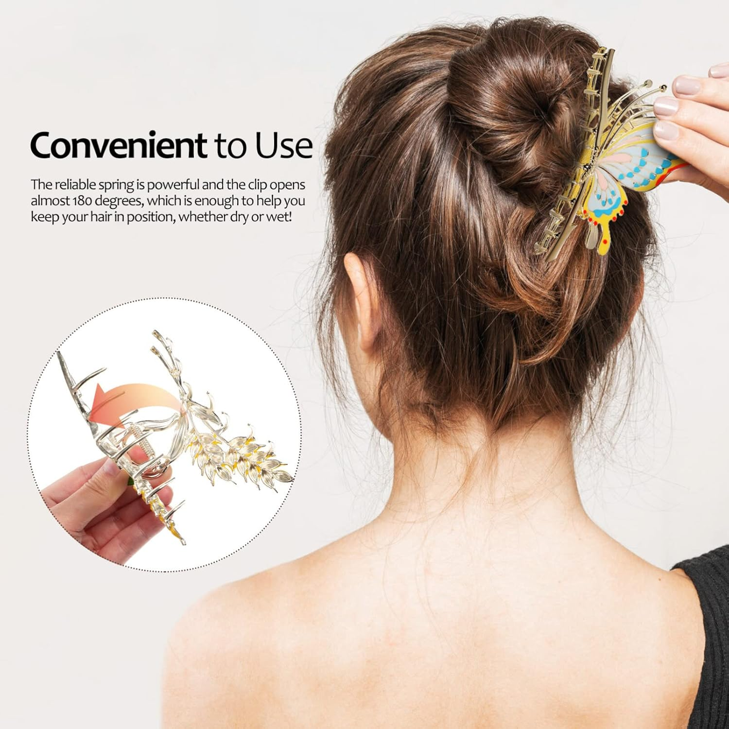 Beaupretty Large Hair Clips Flower Metal Hair Clips Hair Clip Flower Hair Clips Thick Hair Clips 6 Pieces image number 2