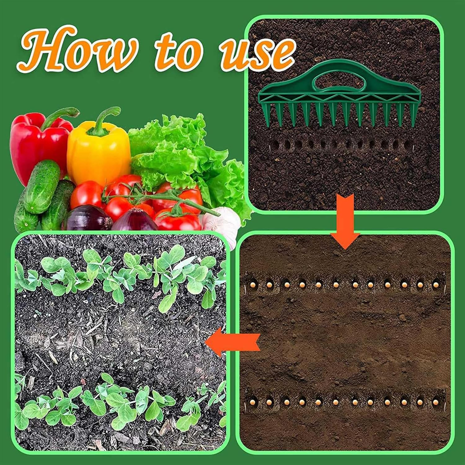 Seed Spacer Tool, Sowing Seeds Dispenser, 12 Holes Seed in Soil Digger Planter, Increase Efficiency Garden Sowing Spacer with Adjustable Seeder Dispenser for Planting Seeds, Garden