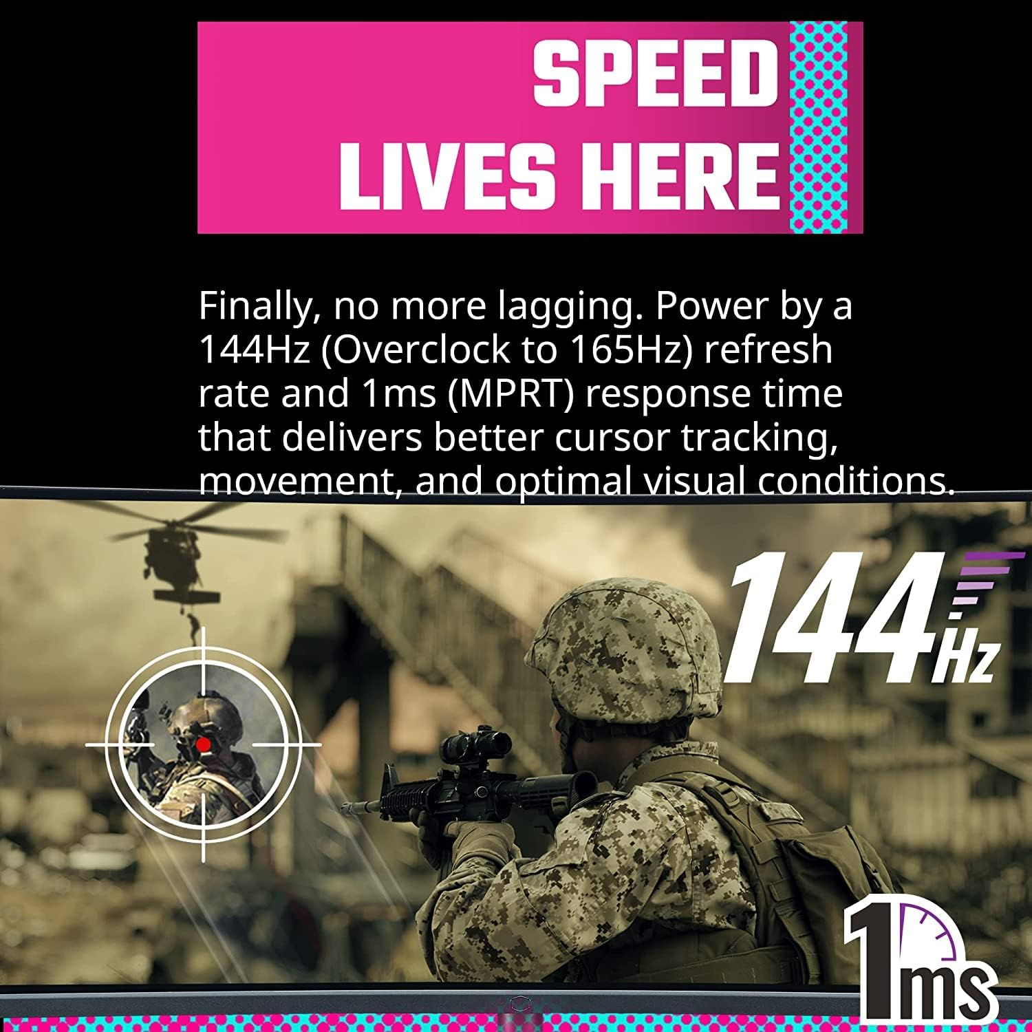 Cooler Master Curved Series 144Hz VA QD Tech Ultra-Wqhd 34-Inch Gaming Monitor, Black image number 6