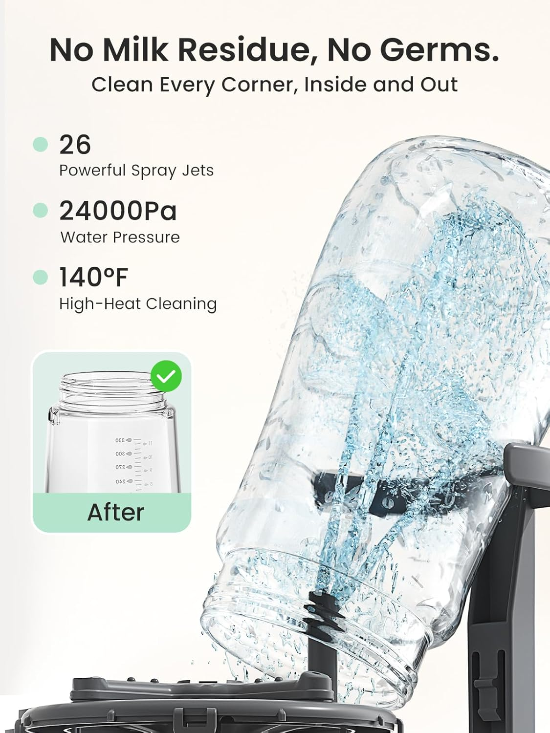 Grownsy Easeclean Bottle Washer Pro | All-In-One Bottle Washer and Sterilizer and Dryer | Baby Bottle Washer for Bottles, Pump Parts & Baby Essentials | Replaces Hand Washing image number 4