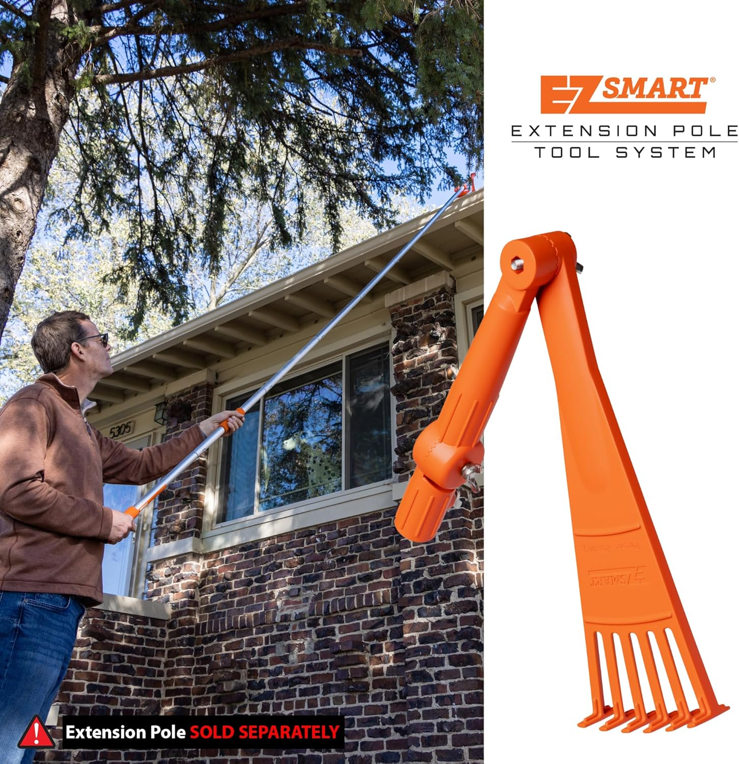 EZ Smart Mini Rake, Great for Removing Leaves and Branches from Roofs, Gutters and Other Out-Of-Reach Areas Where Debris Accumulates. image number 5
