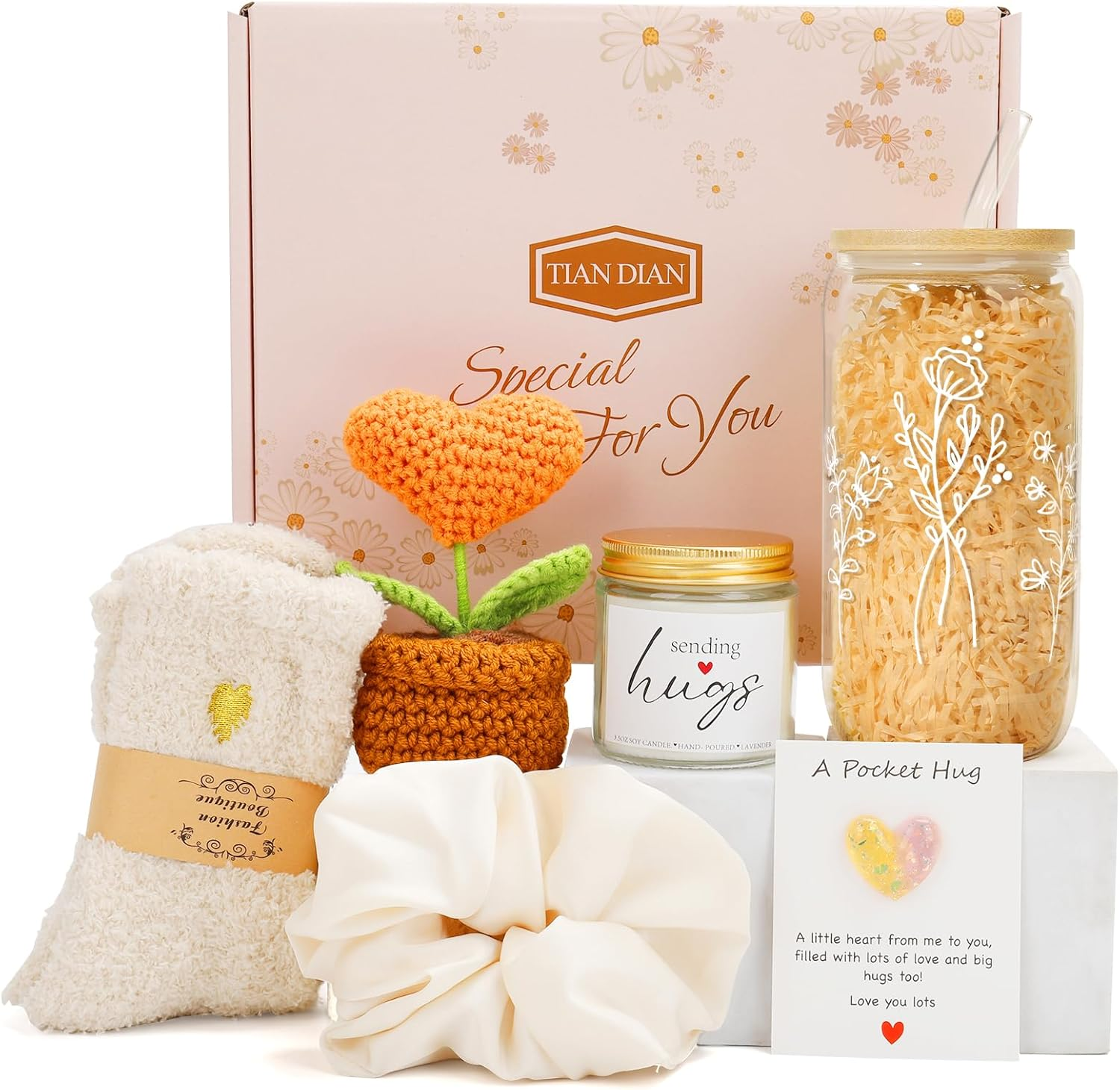 Birthday Gifts Basket for Women, Unique Self Care Package Relaxation Spa Bath Set for Girls,Get Well Soon Box for Her, Christmas Mother'S Day Thinking of You Gift Ideas for Mom, Friends,Sister, Wife (White-Pink)