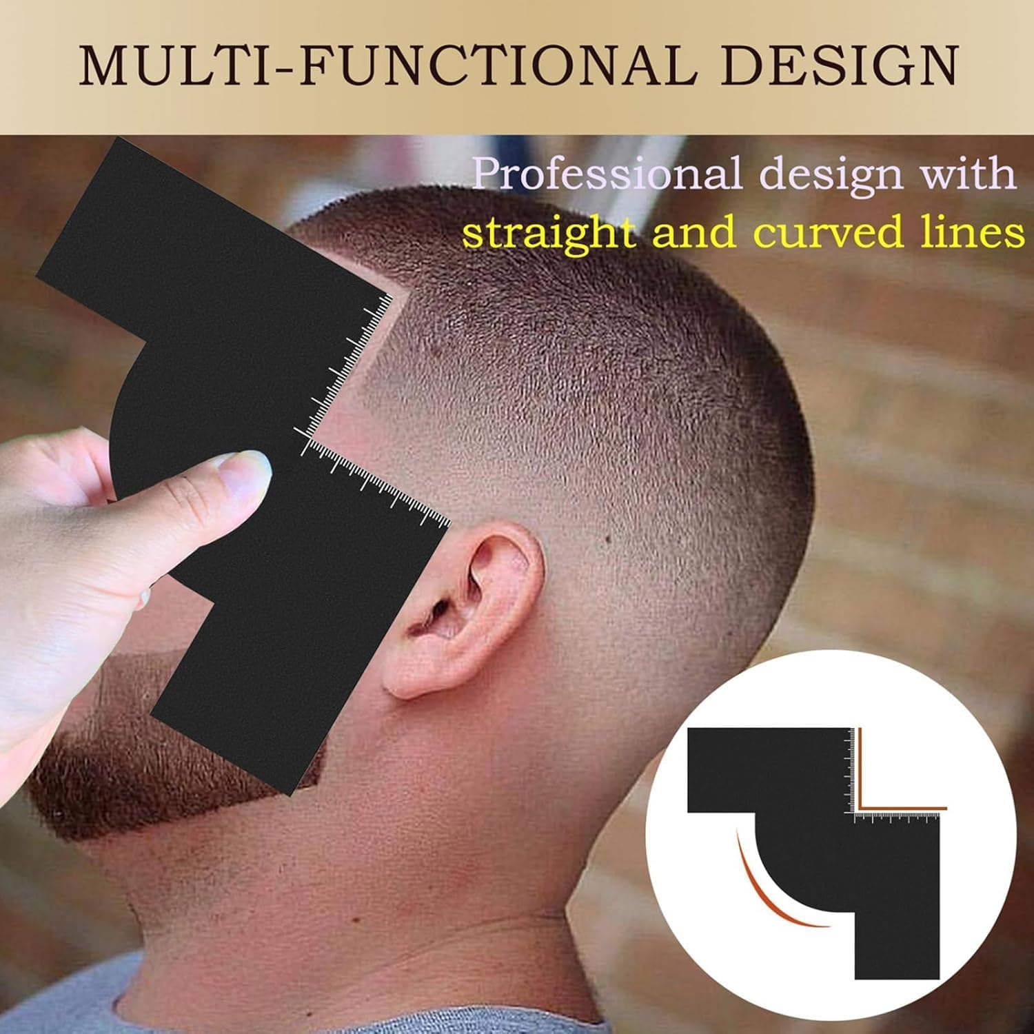 Professional Hair Liner Cards, 2 Pack Barber Enhancement Tool with Measurement Guide, Barber Enhancement Cards with Measurement Indicators, Color Spray Edge Hair Liner Line up Cards image number 2