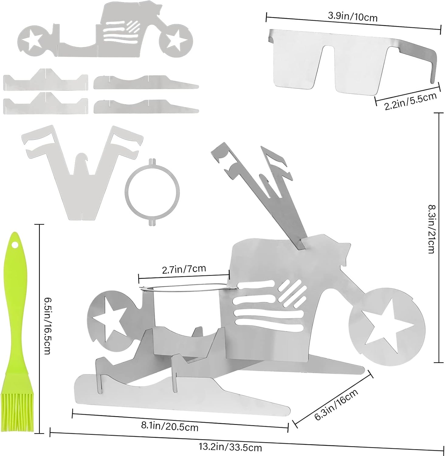 Motorcycle Beer Can Chicken Holder for Grill, Portable Beer Chicken Stand, Roast Chicken Rack for Outdoor BBQ (Five-Pointed Star) image number 3
