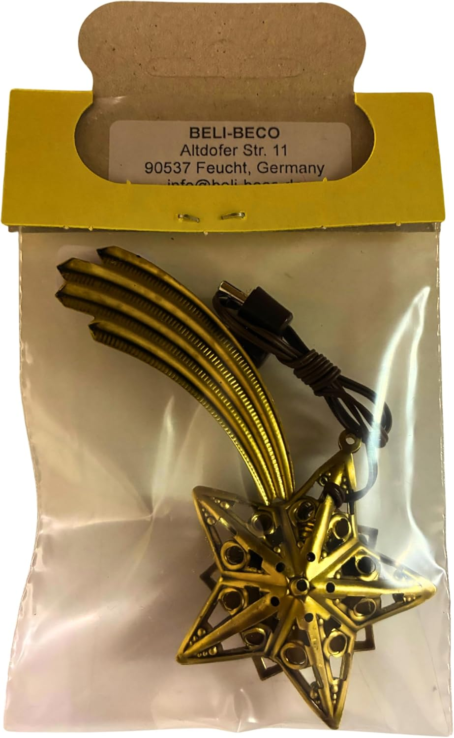 9542 Comet Star for Nativity Scene with Lighting Metal Warm White LED E 5.5-3.5 V (50 Mm, Dark Gold) image number 3