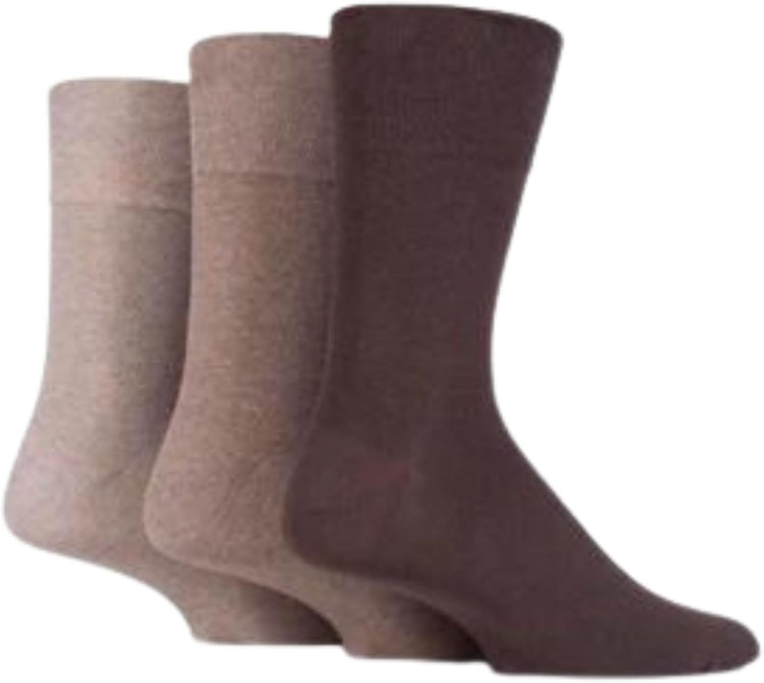 Sockshop | Gentle Grip | Diabetic Non-Binding Cotton Socks | 3 Pair | Mens 12-14UK 13-15US Bigfoot | Brown image number 1