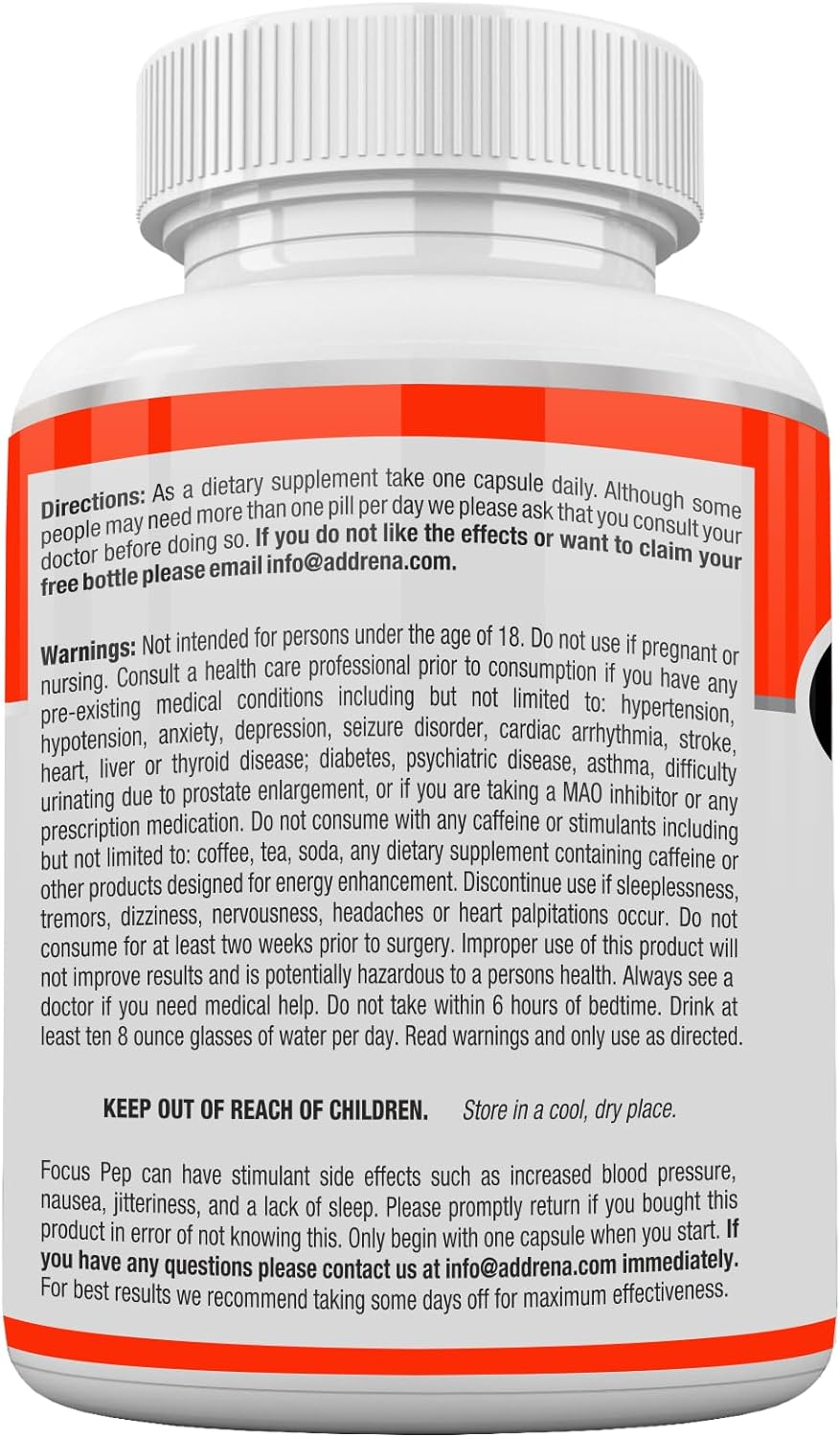 Focus Pep 2 Pack- over the Counter Stimulants to Speed up Naturally: Study Alternative and Energy for Nootropic Brain Boosting, 120 Pills image number 1