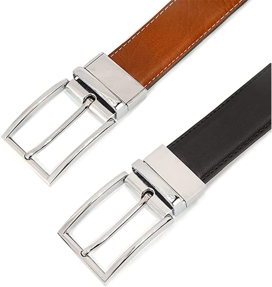 Mens Reversible Leather Belt, Wetoper Leather Belts for Men 1.3" Wide with Rotated Buckle Great for Jeans,Casual & Business Work image number 3
