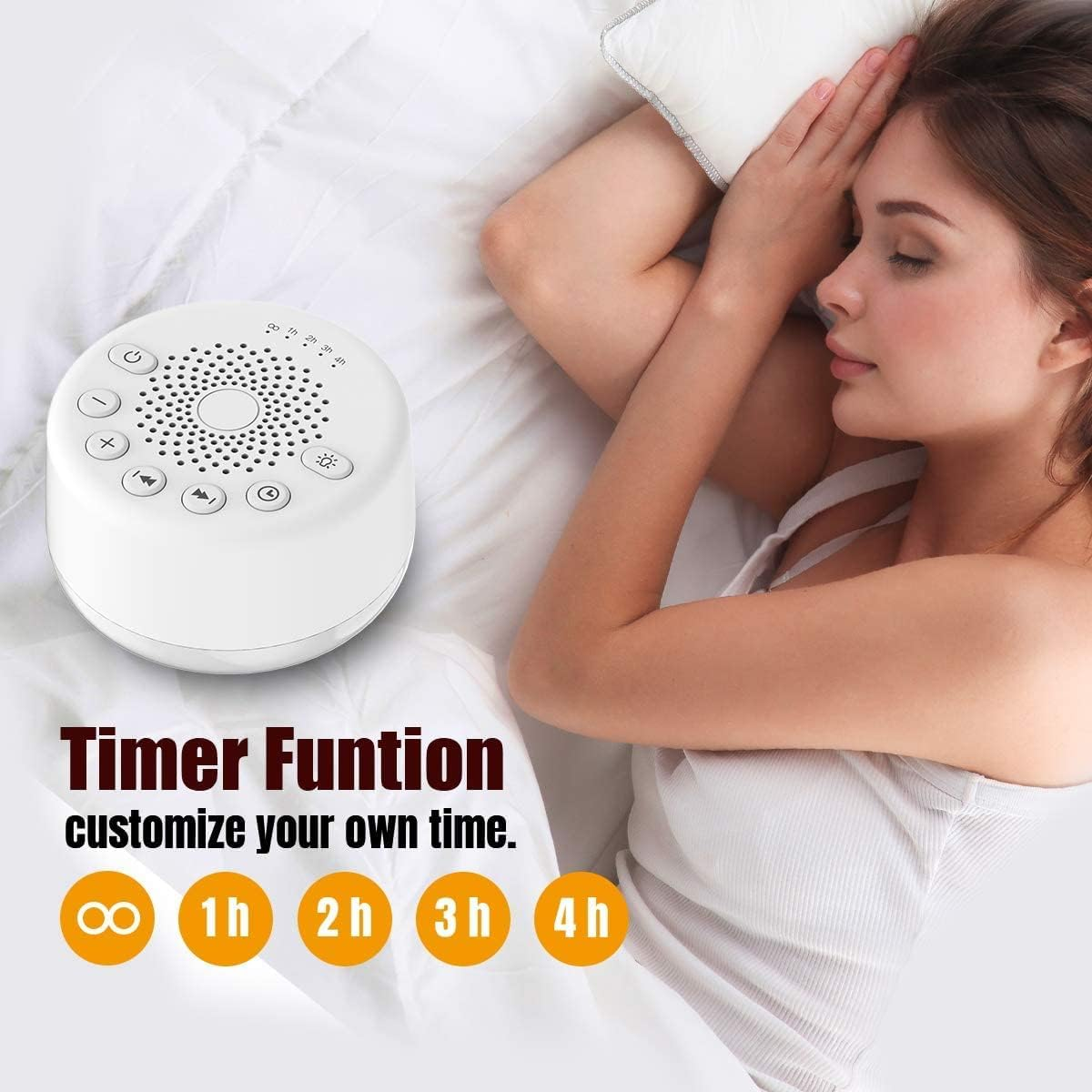 Easysleep Sound White Noise Machine with 25 Soothing Sounds and Night Lights Sound Machines with Memory Function 32 Levels of Volume and 5 Sleep Timer Powered by AC or USB for Sleeping Relaxation - Black image number 7