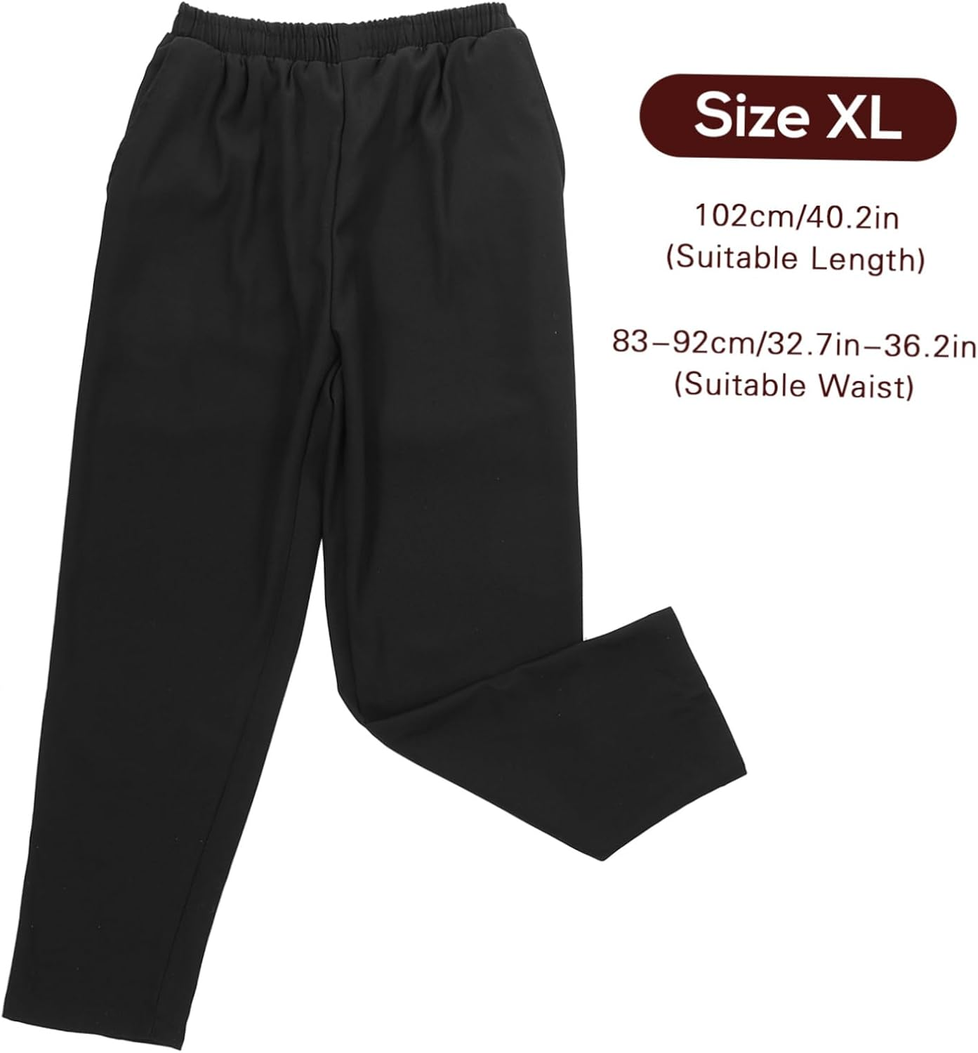 Luxshiny Black Chef Pants, 2 Pocket Baggy Cargo Chef Pants with Drawstring Waist image number 2
