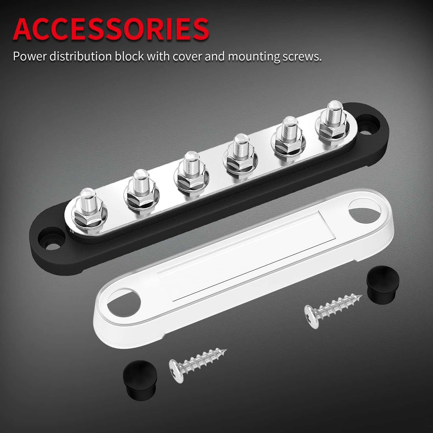 Daiertek Marine Bus Bar 12V 6 X 1/4" (M6) Terminal Studs 12V Bus Bar Terminal Block with Cover Max 300V AC 48V DC Positive & Negative Battery Power Distribution Block for Automotive Car Boat image number 4