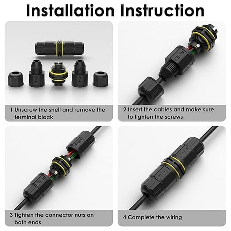 FARLINK M16 Waterproof Wire Connectors, 3 Pin Electrical Connectors for 3.5-10Mm Cables(Ac 240V 13A) Includes Live & Neutral & Earth Wires(3 Way 3 Pin(2 Pack)) image number 1