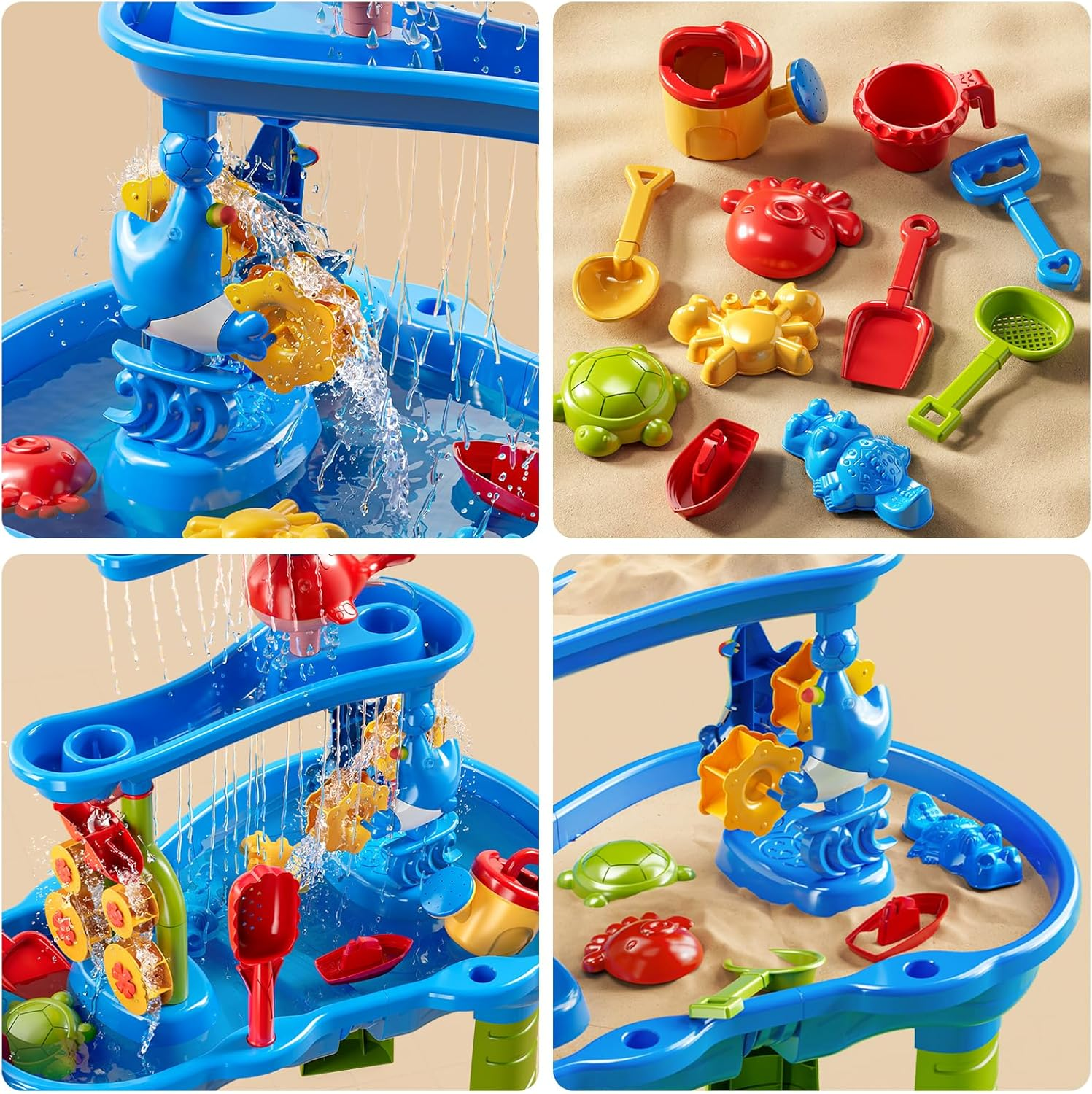 MSKOLER 3 Tier Water Table with Chair for Toddlers 3 4 5 Years Old &ndash; Kids Outdoor Sensory Play Table for Backyard or Beach Fun, Party Birthday Gifts for Boys and Girls Ages 4-8 9-12 image number 1
