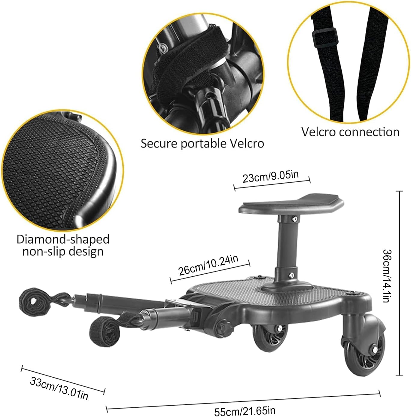 Universal Stroller Boarduniversal Stroller Board 2 in 1 Sit and Stand Stroller Board with Detachable Seat Stroller Attachment Buggy Board for 99% of Strollers Holds Children up to 55Lbs, Blue image number 2
