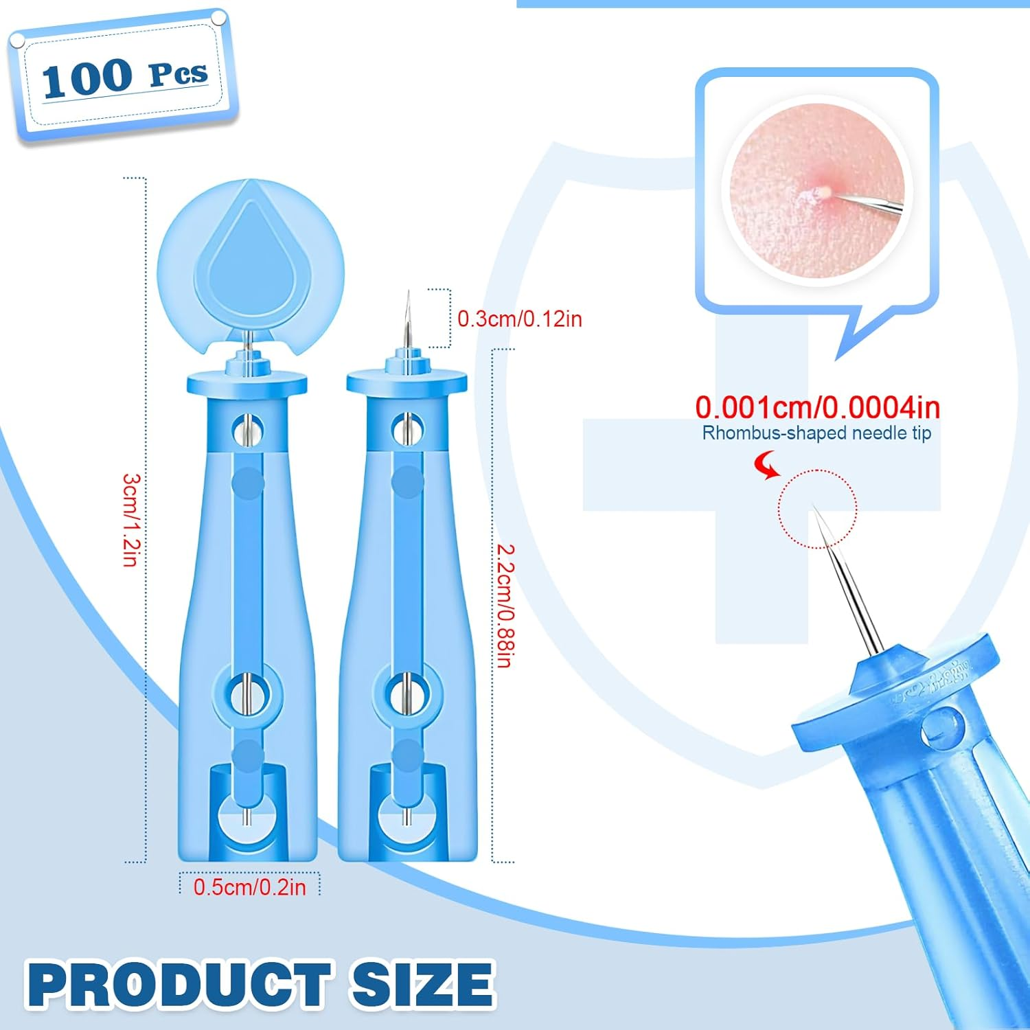 Sterile Acne Needles 100Pcs - 0.01Mm Ultra Fine Needle Tip, Stainless Steel Blackhead Extractor for Painless Acne Removal image number 1