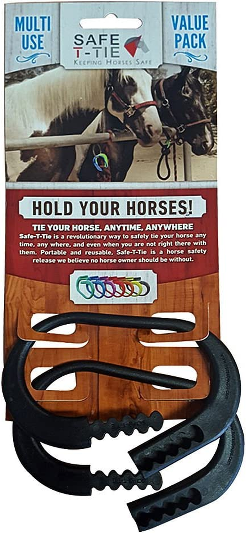 Safety Tie Injuries Preventing Horse Tether Tie - Portable, Versatile & Reusable Breakaway Horse Tie, Quick Release under Heavy Pressure W/ 5 Loop Settings, Multi-Purpose Horse Clip (2 Pcs Sky Blue)